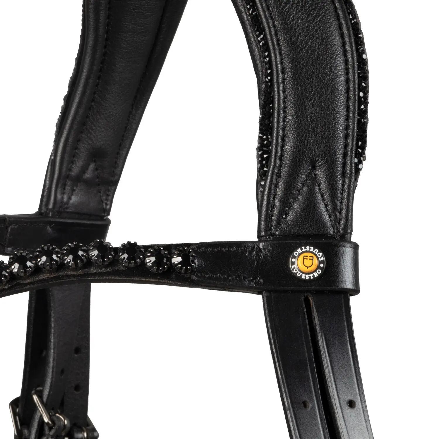 Testeira de dressage anatômica em couro com strass 5/7