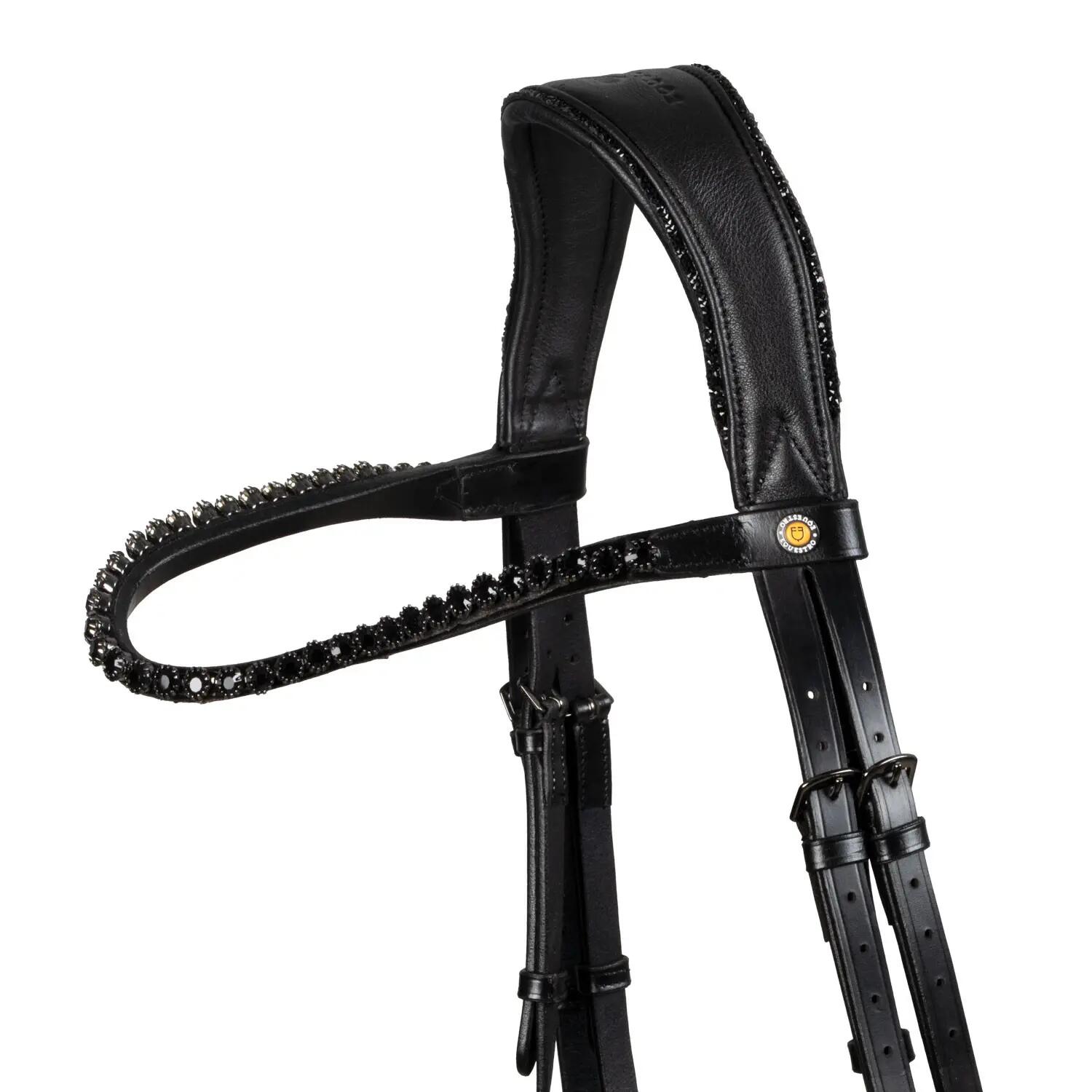 Testeira de dressage anatômica em couro com strass 4/7