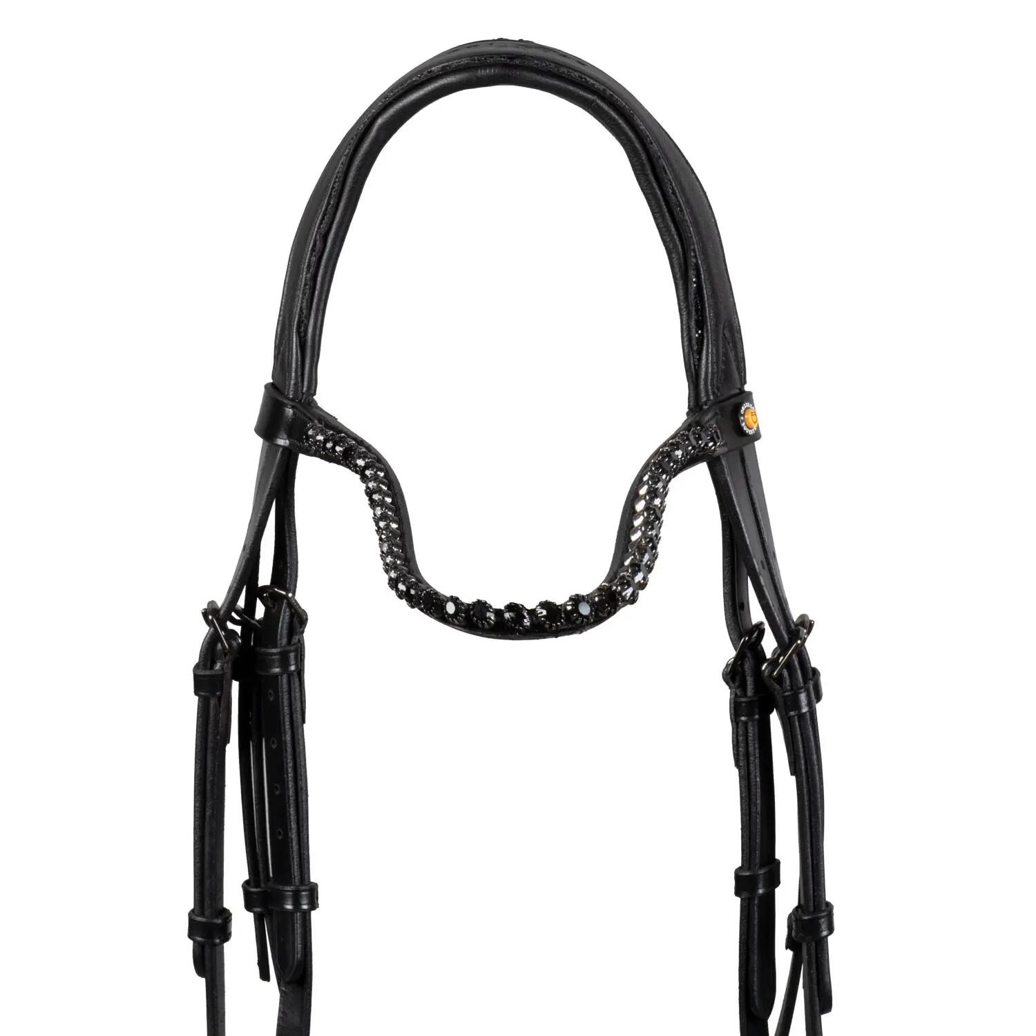 Testeira de dressage anatômica em couro com strass 3/7