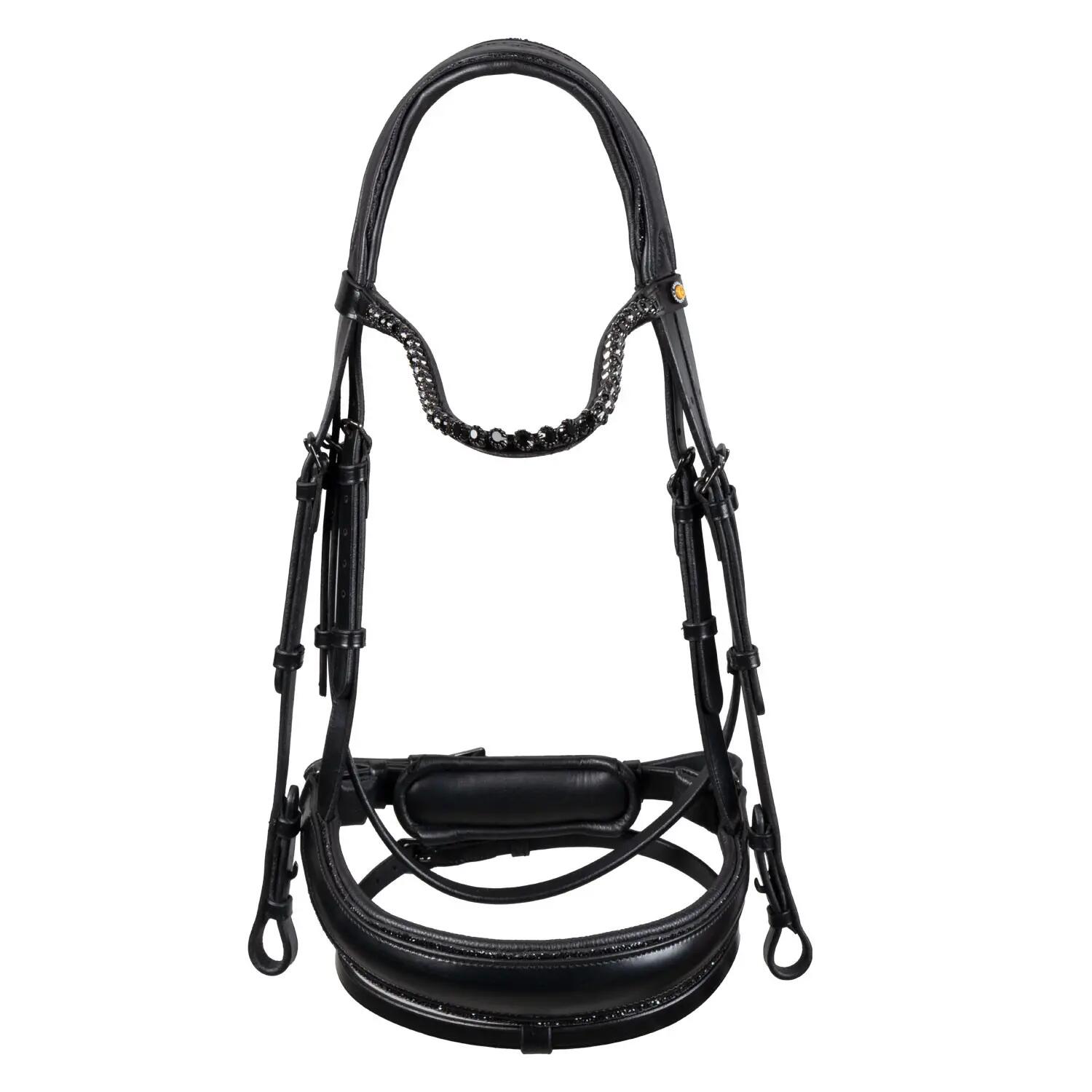 Testeira de dressage anatômica em couro com strass 2/7
