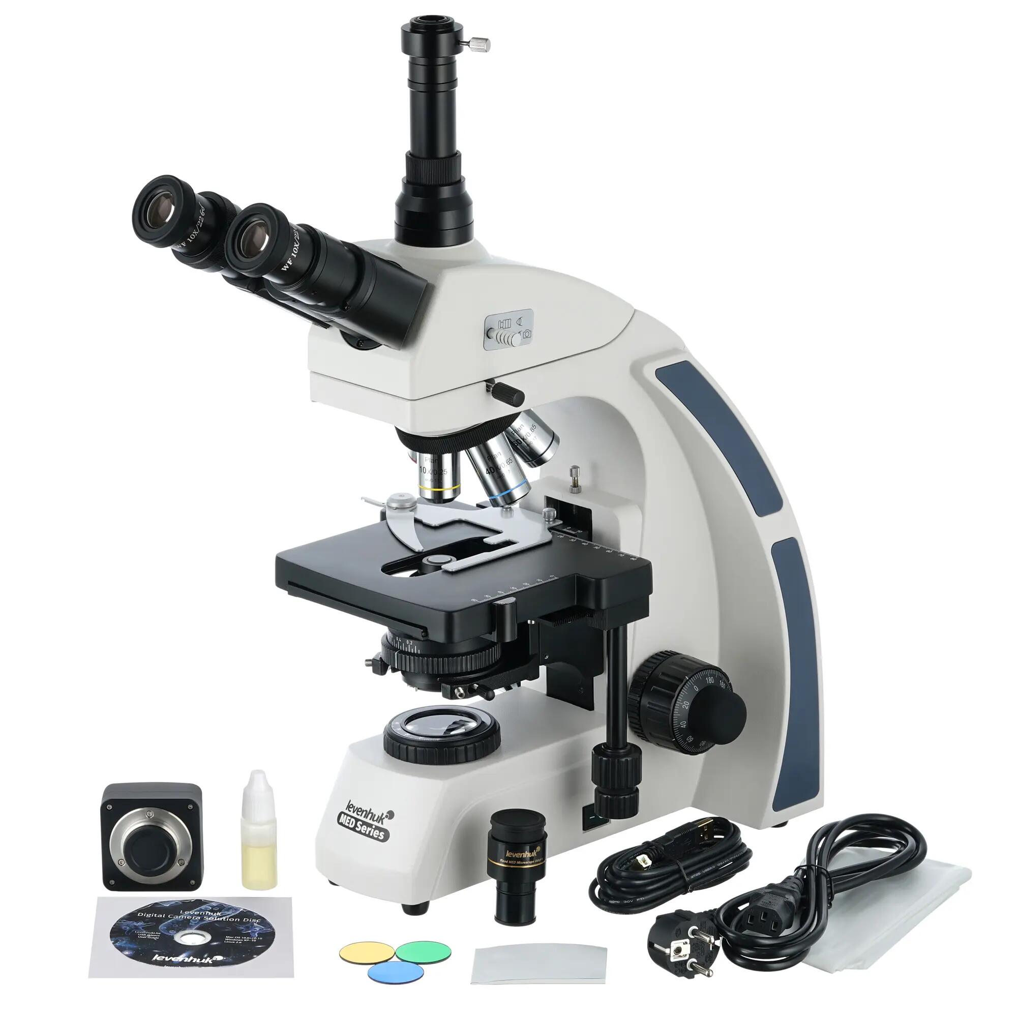 Microscopio trinoculare, fotocamera 16MP, 40-1000x - MED D40T - Nero 2/6