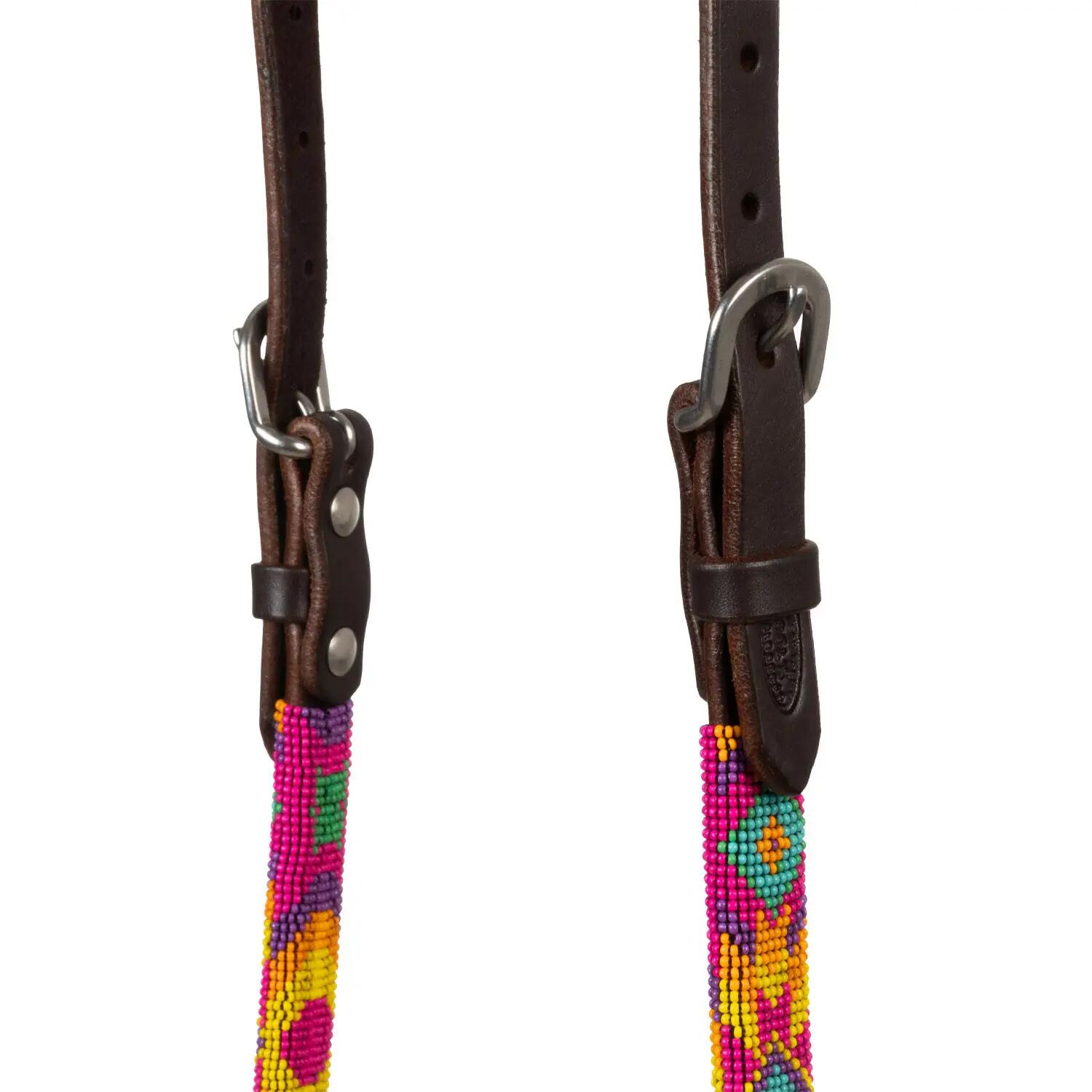 Bride western à une oreille huilée avec perles multicolores 4/5