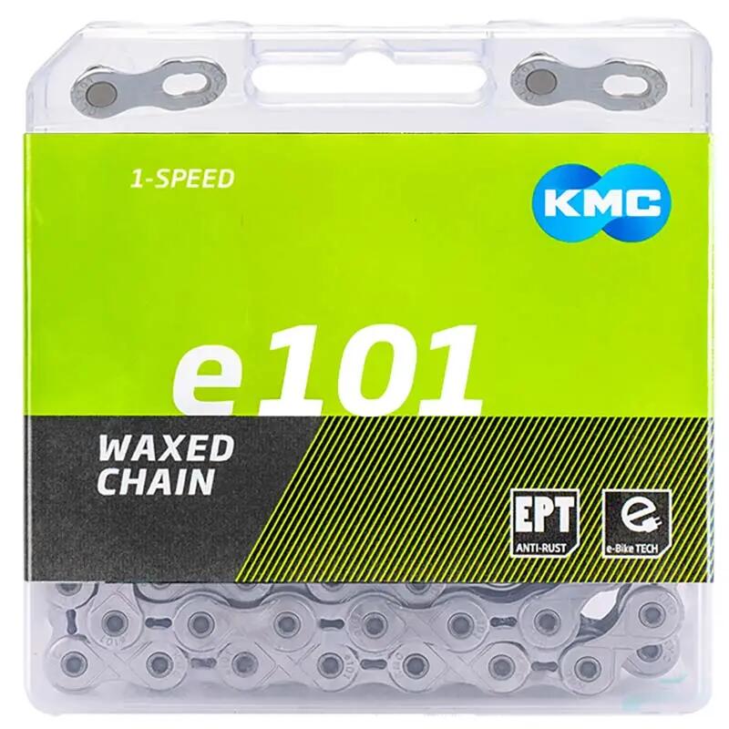 KMC E101 EPT E-Bike Pre-Waxed Chain Silver 112L Single Speed 4/4