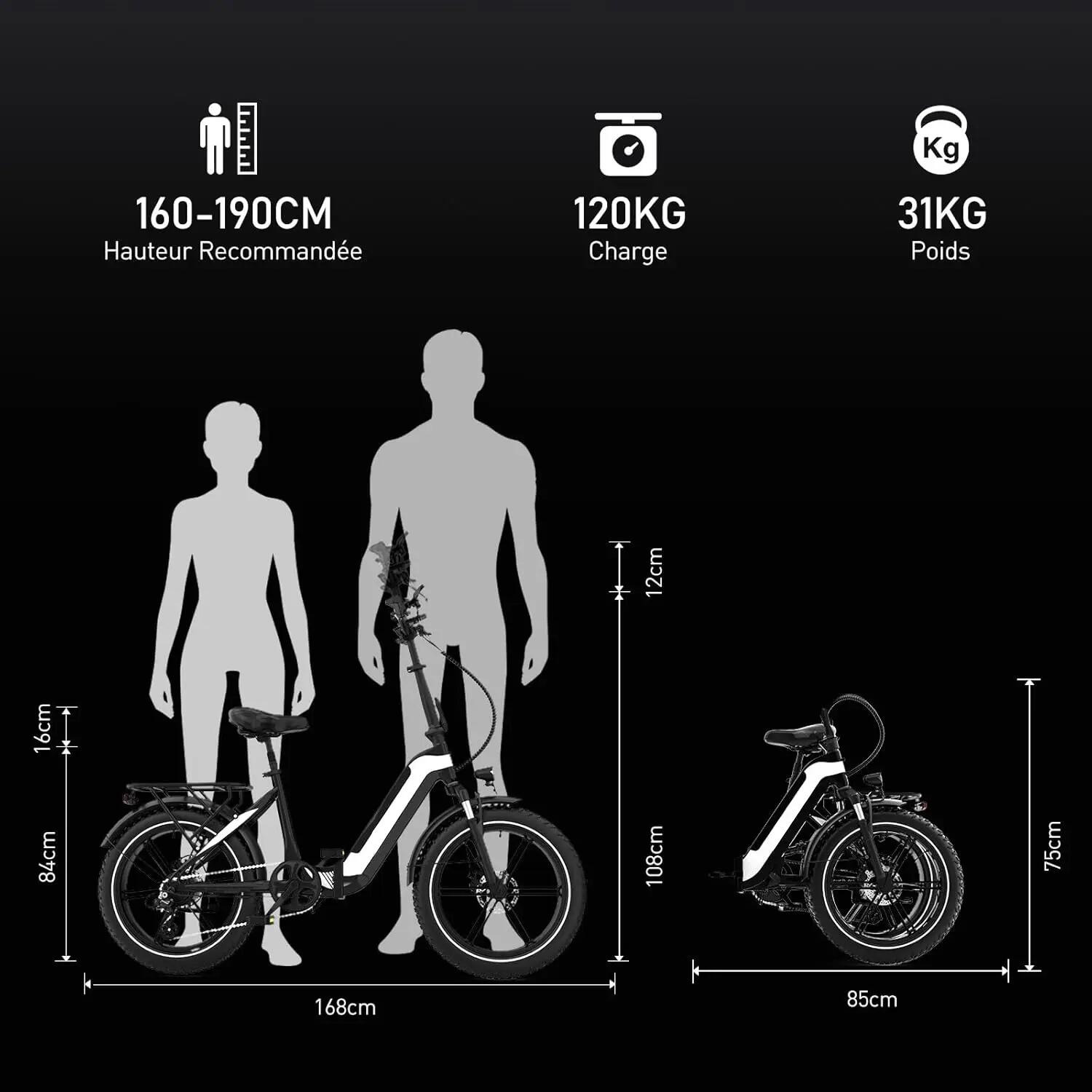 ECO R2 Bicicleta eléctrica Fat Bike plegable 20x4.0, batería 48V 2/6