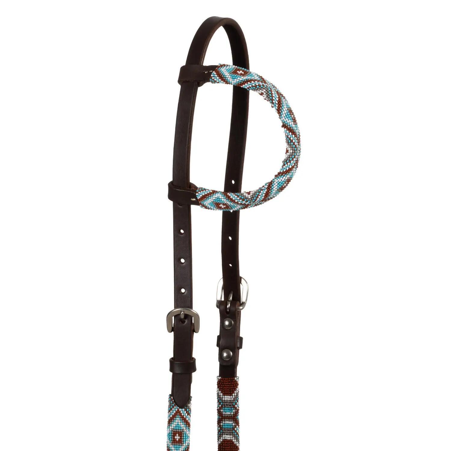 Bridon western à une oreille avec perles diamantées huilé 3/5