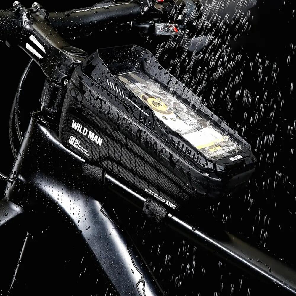 Borsa telaio bici con supporto telefono impermeabile WILD MAN 2/5