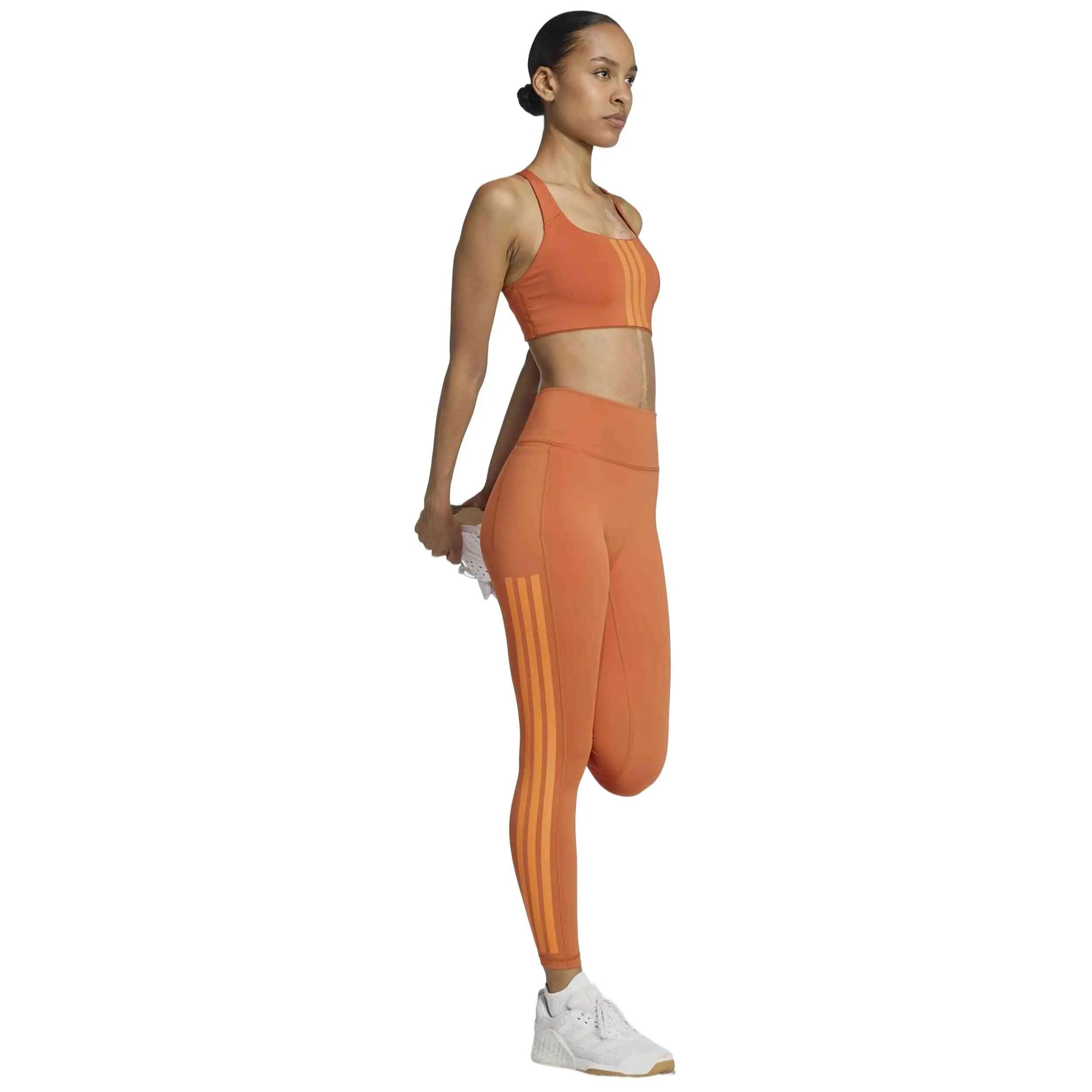 Leggings Adidas modèle Malla larga adidas Optime 3 bandas naranja mu pour femmes 5/5