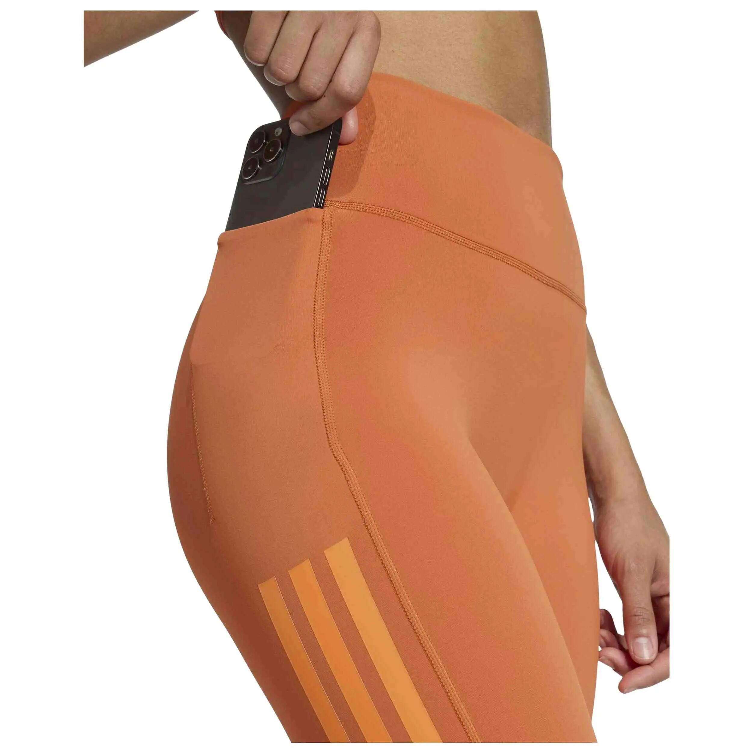 Leggings Adidas modèle Malla larga adidas Optime 3 bandas naranja mu pour femmes 4/5