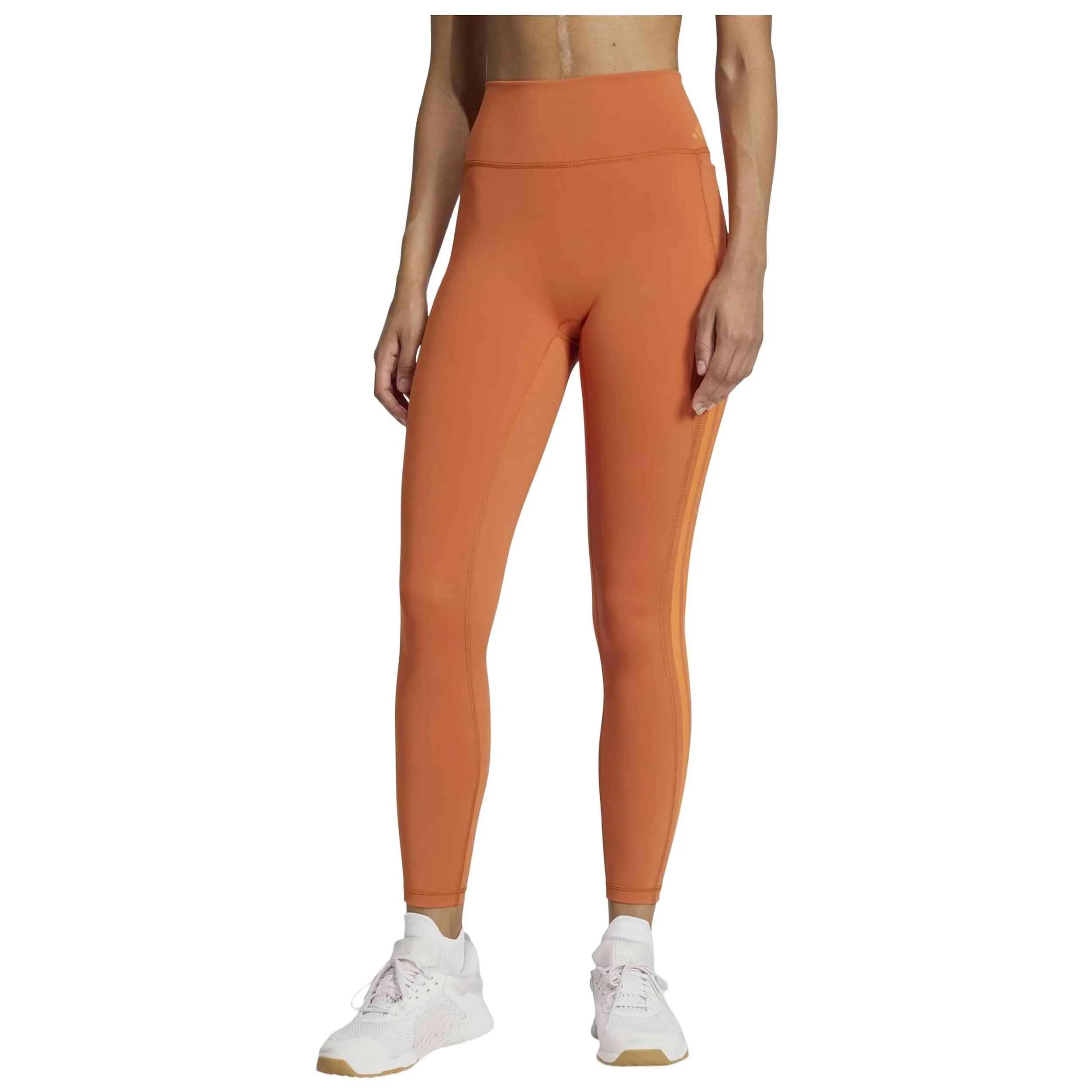 Leggings Adidas modèle Malla larga adidas Optime 3 bandas naranja mu pour femmes 2/5