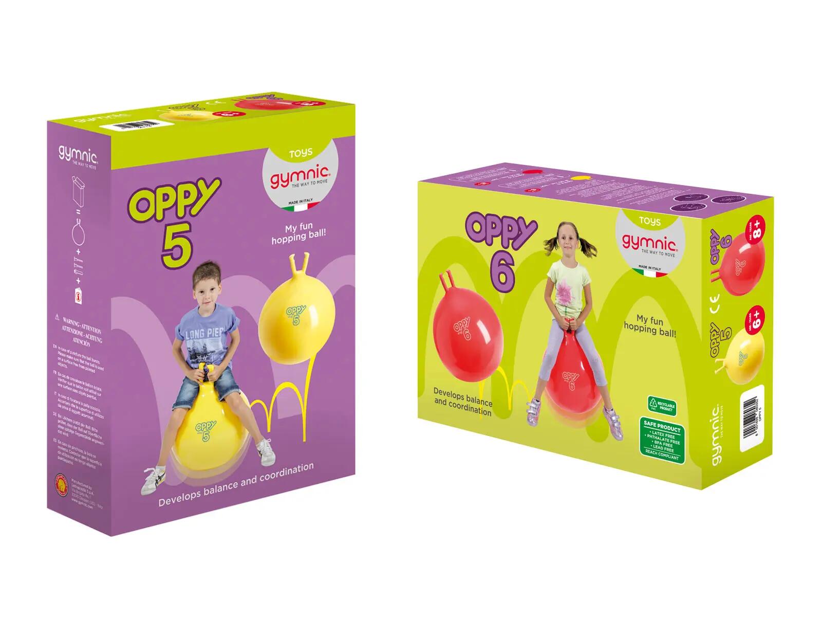 Gymnic Oppy Palla gonfiabile con maniglie Ø 50 cm gialla gioco e coordinazione 4/4