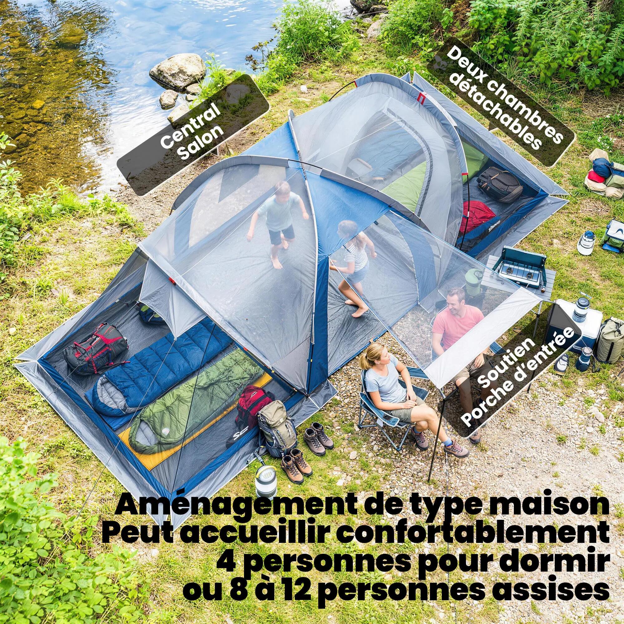 Tente tunnel - Camping - 4-5 places, 2 chambres - Bleu 6/6