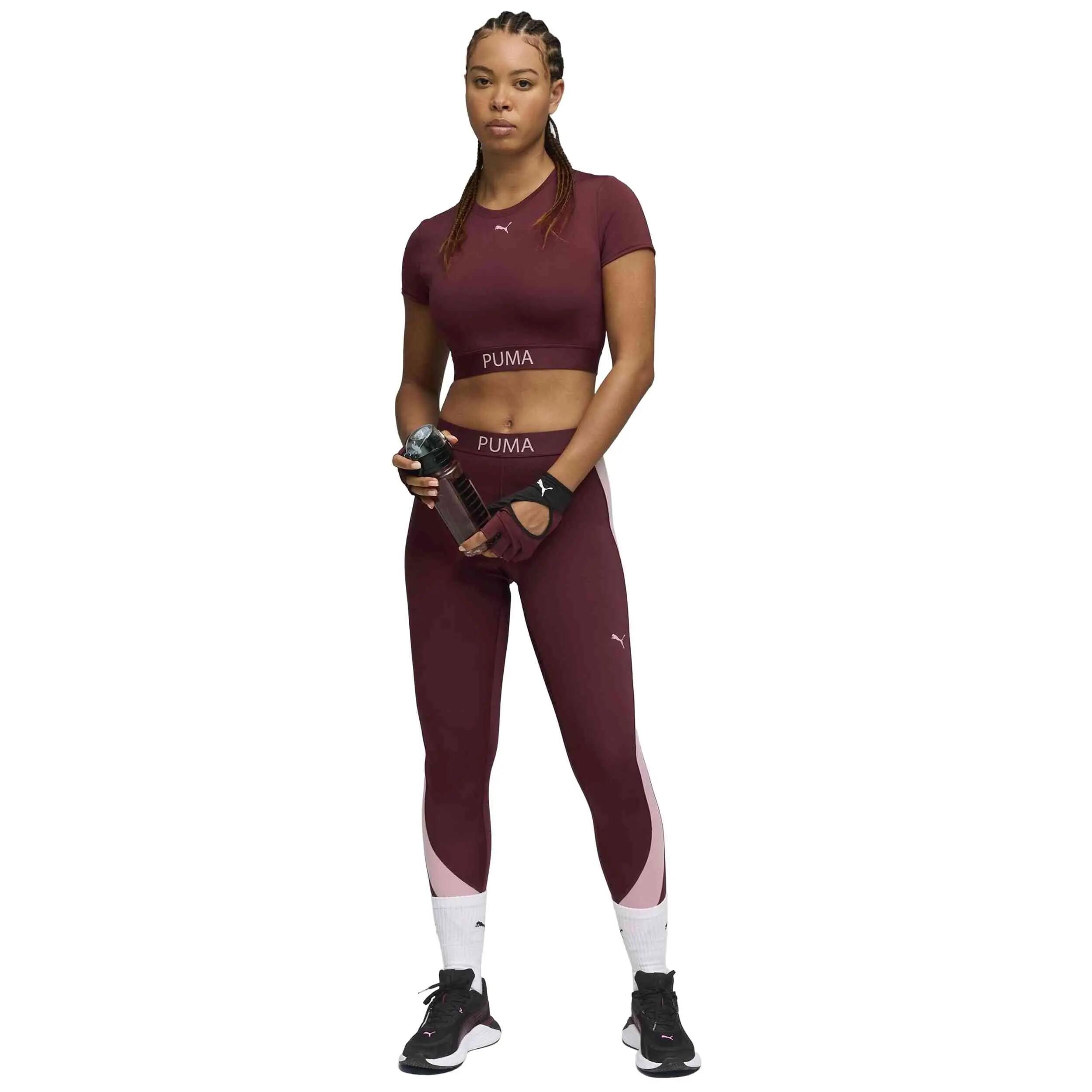 Leggings Puma modelo Malla larga Puma Strong Colorblock burdeos ros para unissex 5/5