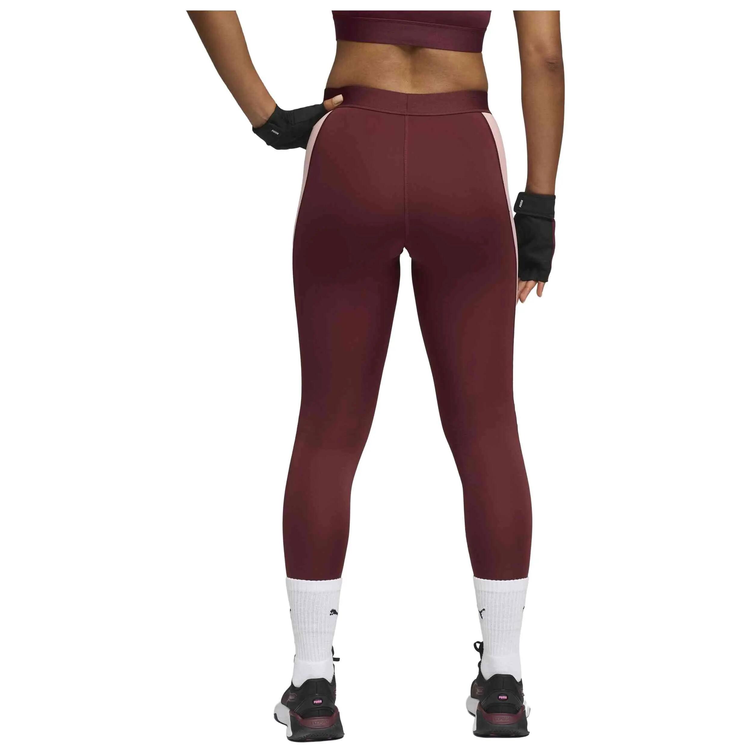 Leggings Puma modelo Malla larga Puma Strong Colorblock burdeos ros para unissex 4/5
