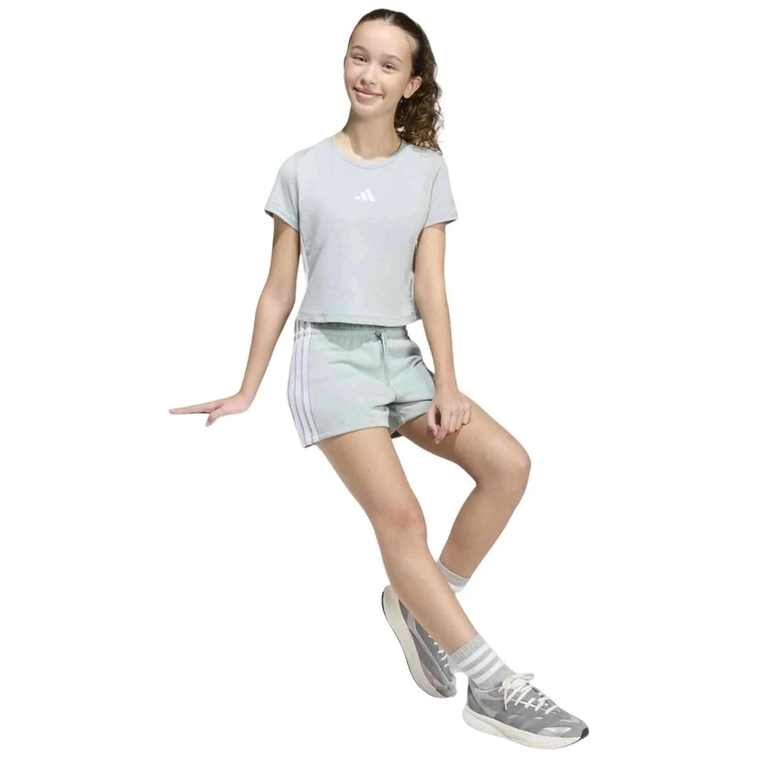 Pantaloncino ragazza adidas essential - verde/bianco 3/5