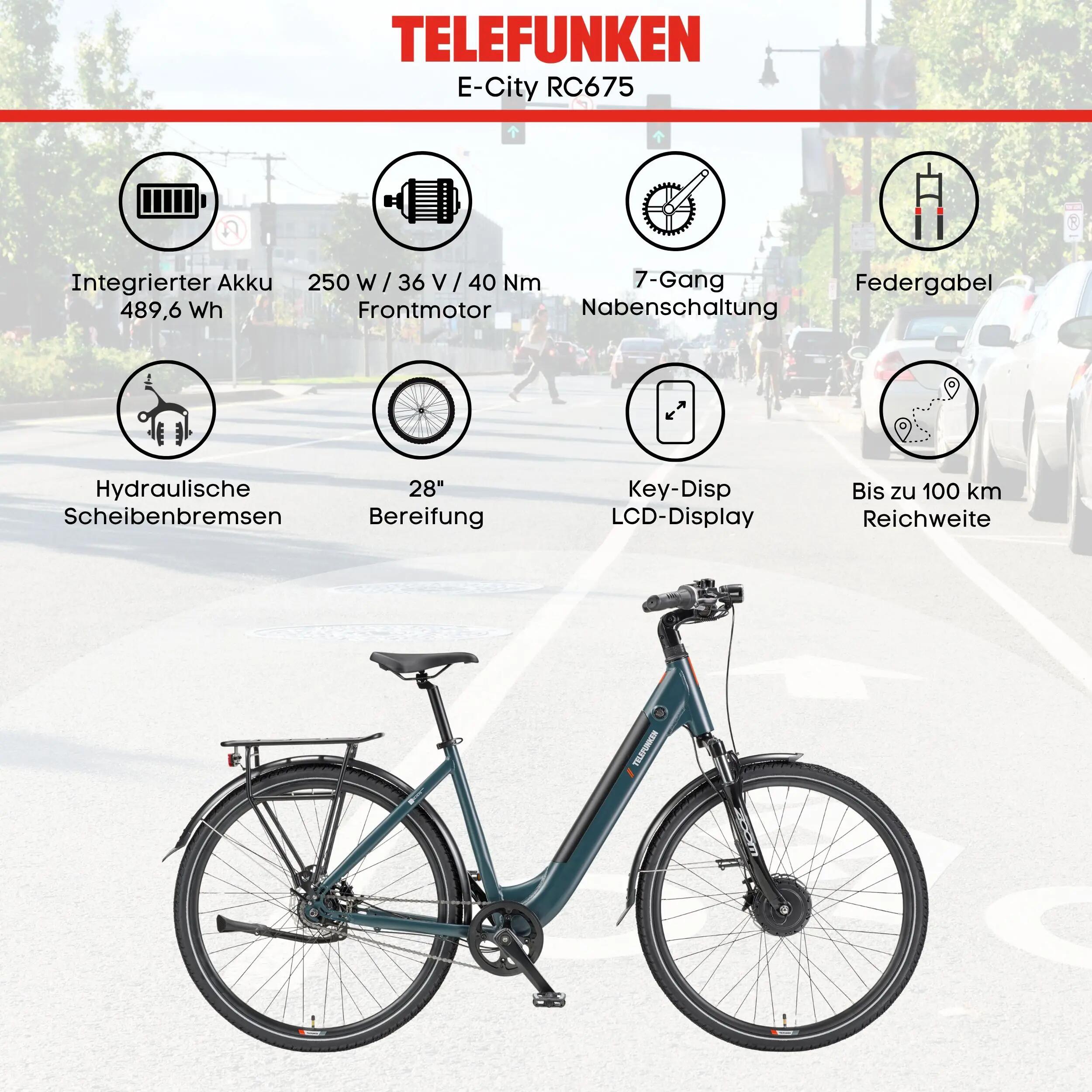 E-Bike RC675 28 Zoll 7-Gang Pedelec City Elektrofahrrad Herren Damen Granitgrau 5/7