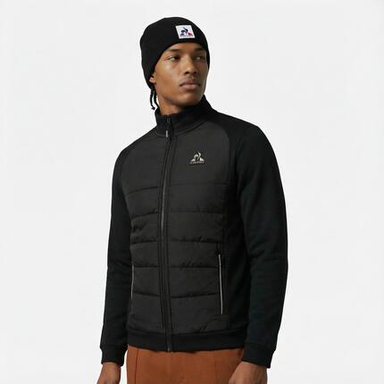 Veste zippée matelassée bi-matière avec détail tricolore