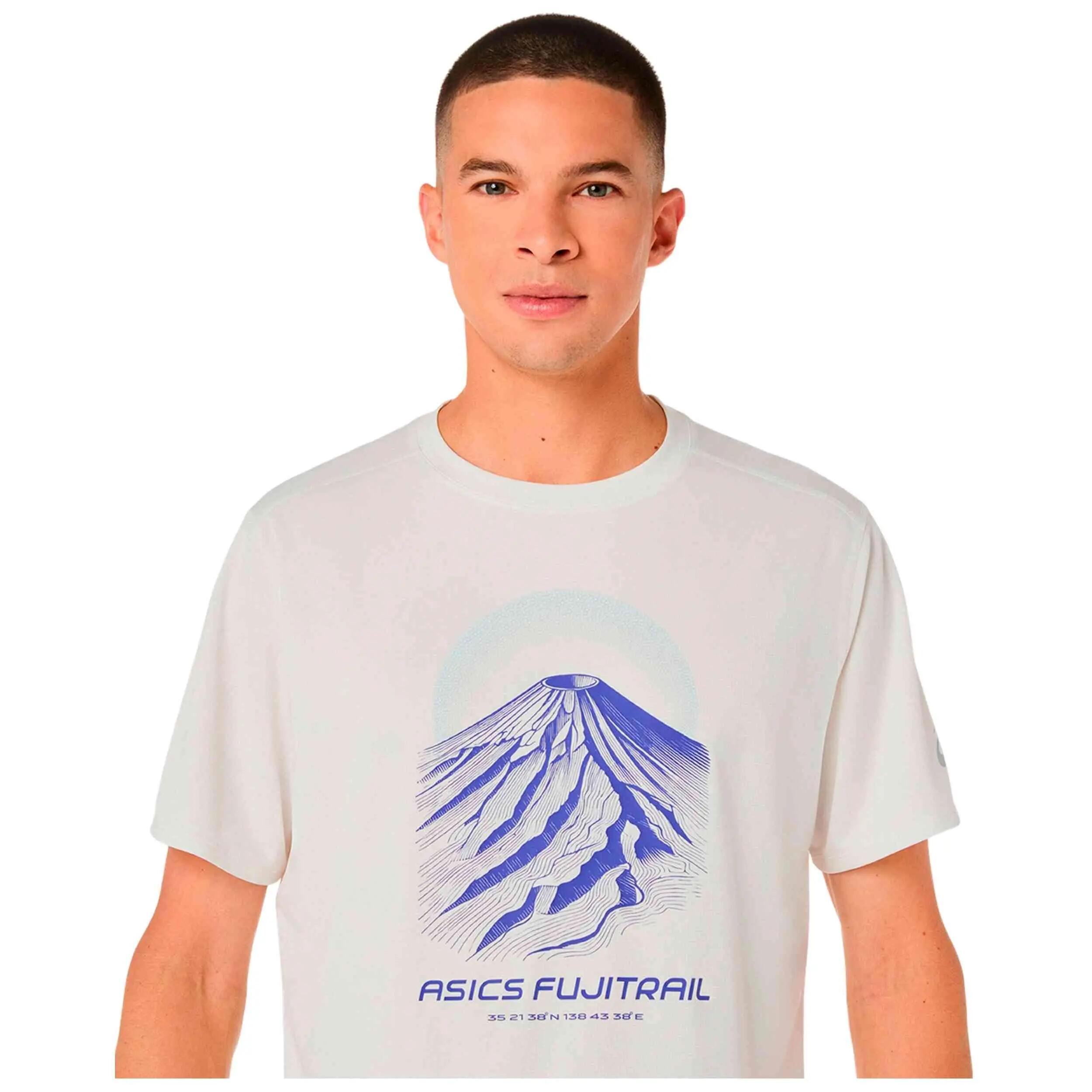 T-shirt Asics modèle Camiseta ASICS Fujitrail Logo manga corta blan pour unisexe 4/5