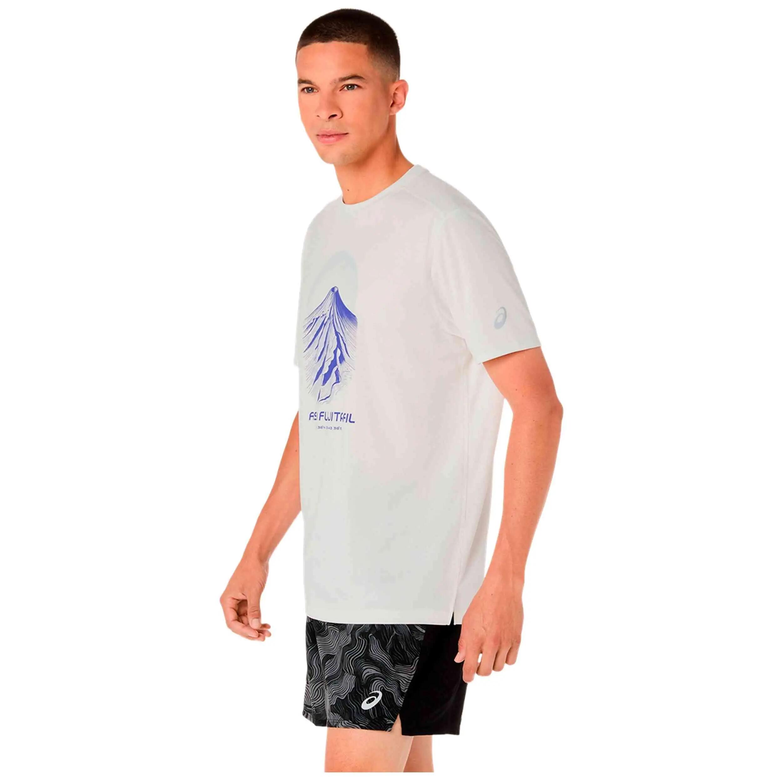 T-shirt Asics modèle Camiseta ASICS Fujitrail Logo manga corta blan pour unisexe 2/5