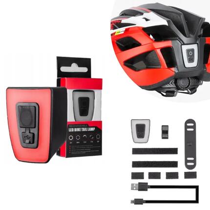 Lampka rowerowa tylna, na sztyce ROXAR na kask USB IPX5 20LM