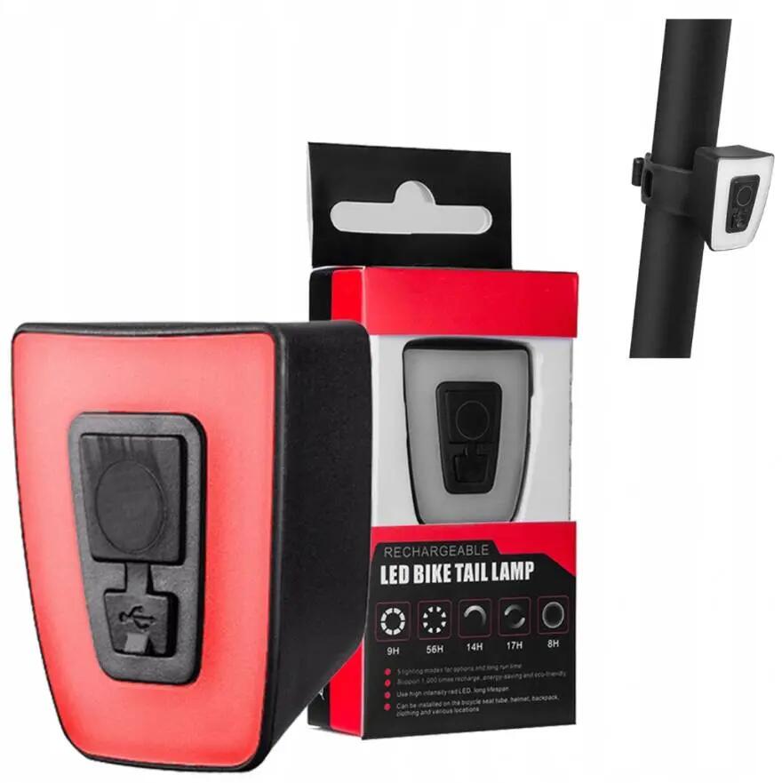 Lampka rowerowa tylna, na sztyce ROXAR na kask USB IPX5 20LM 12/13
