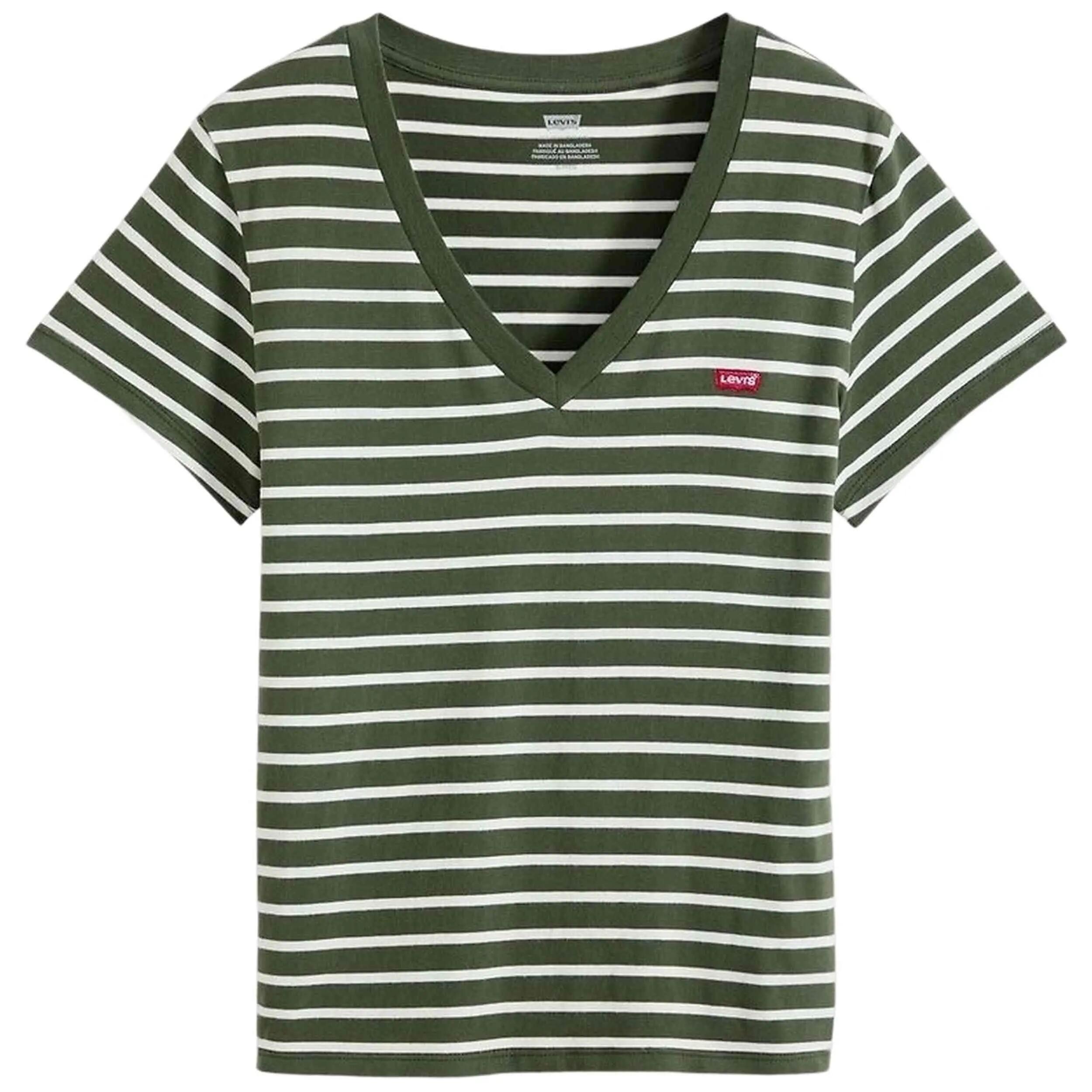 T-shirt Levi's modèle PERFECT VNECK EMILY STRIPE DEE pour femmes 5/5