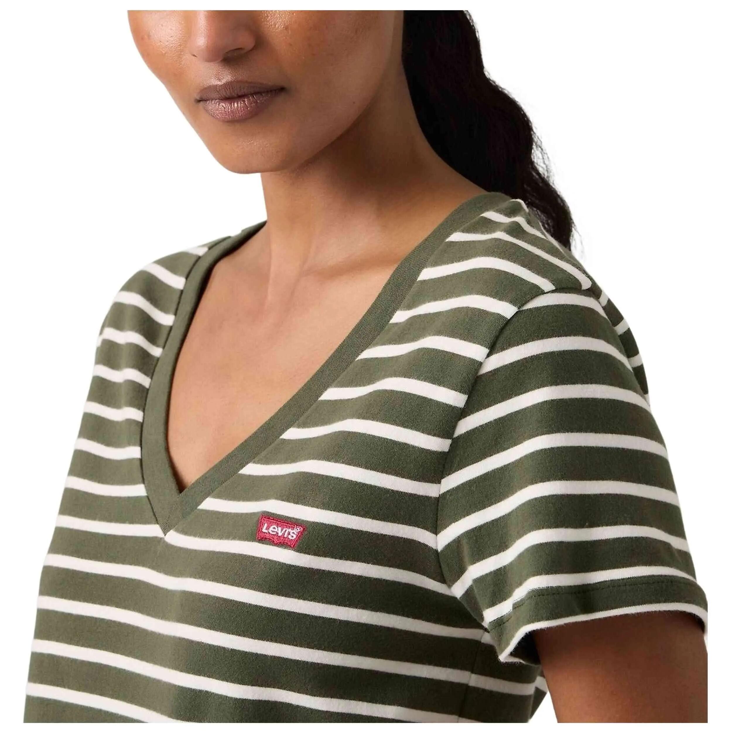 T-shirt Levi's modèle PERFECT VNECK EMILY STRIPE DEE pour femmes 4/5