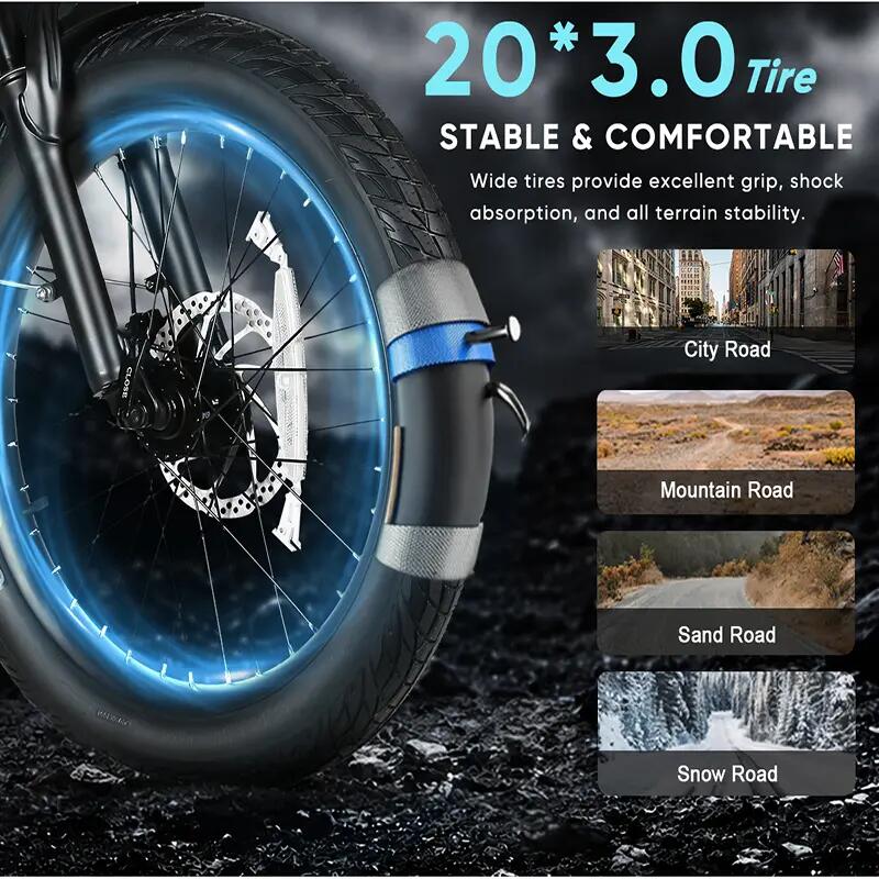 Bicicleta elétrica SAMEBIKE CY20PRO, bateria 48V 13Ah, pneus de 20 polegadas 9/11