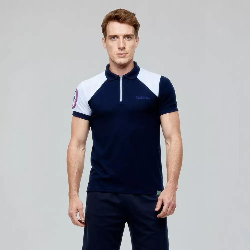 Polo de Randonnée homme Thermorégulant, anti UV LOPI SWING Bleu Navy 1/3