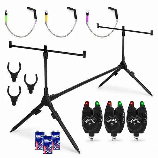 Fish-Xpro Basic Rod Pod Set - Für 3 Ruten - Mit Bissanzeigern und Hangern