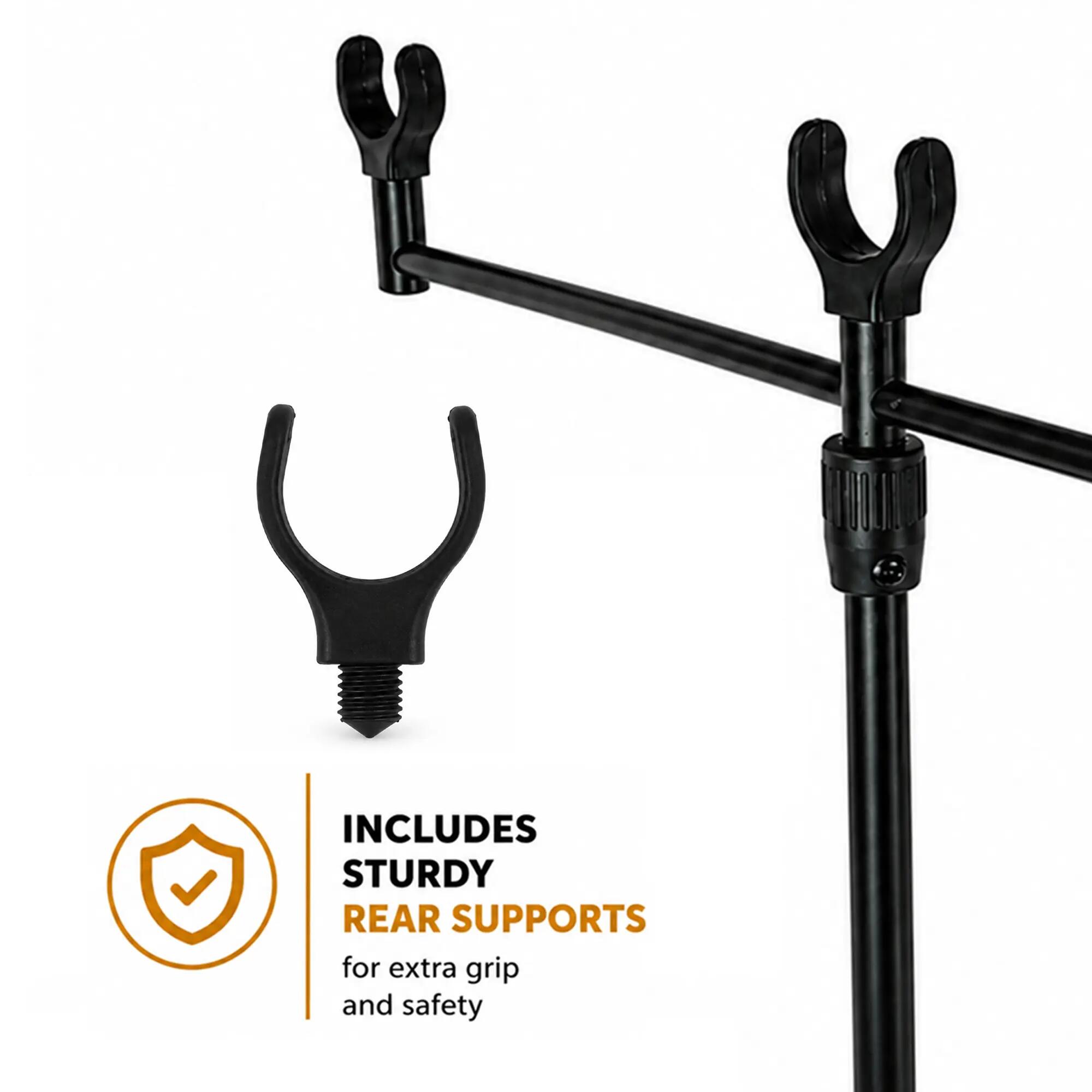 Fish-Xpro Basic Rod Pod Set - Für 3 Ruten - Mit Bissanzeigern und Hangern 3/7
