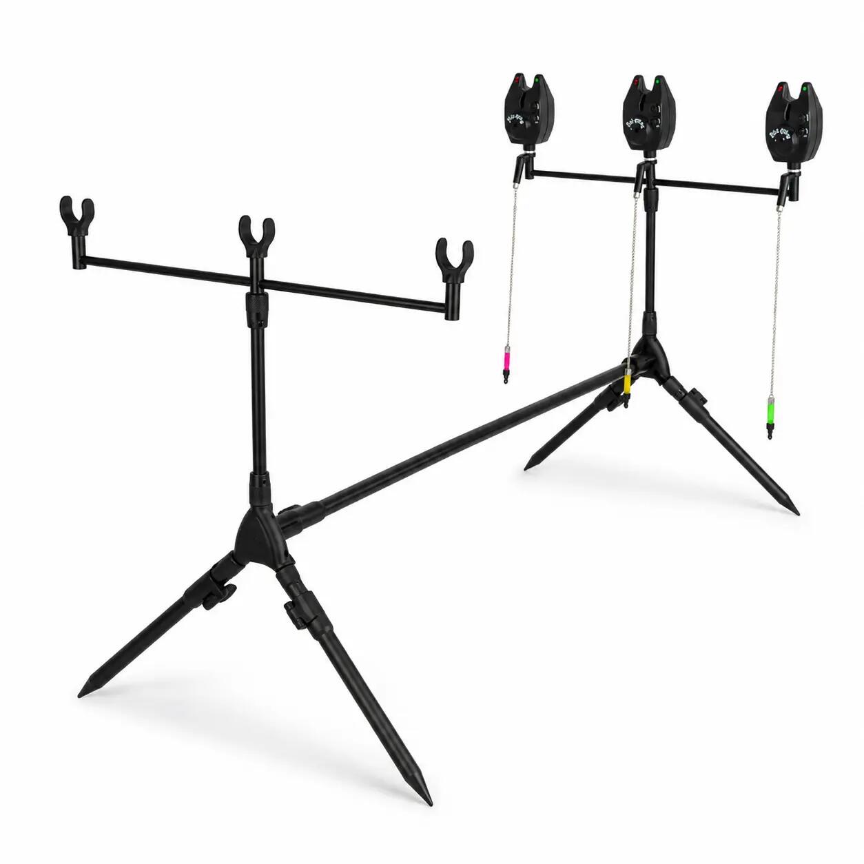 Fish-Xpro Basic Rod Pod Set - Für 3 Ruten - Mit Bissanzeigern und Hangern 2/7