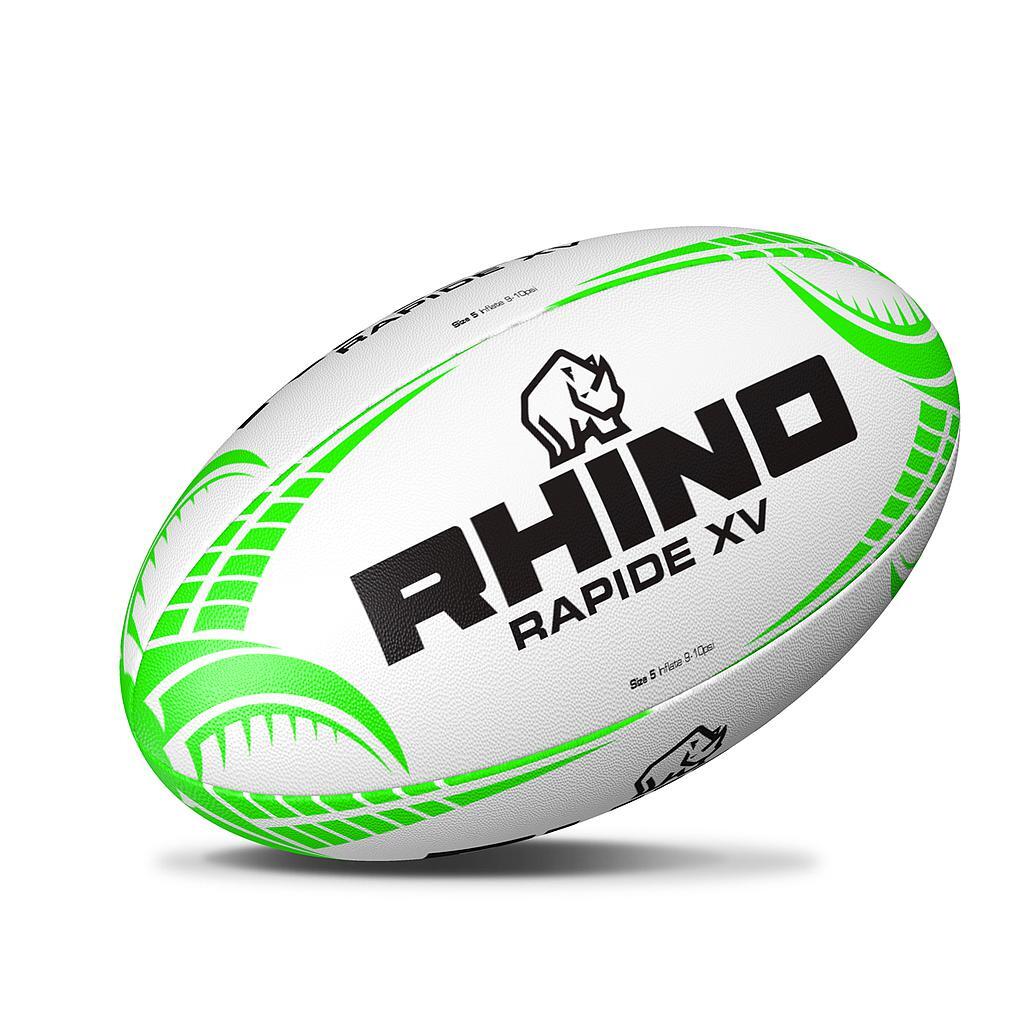 Rapide XV Rugby Ball (White/Green) 1/4