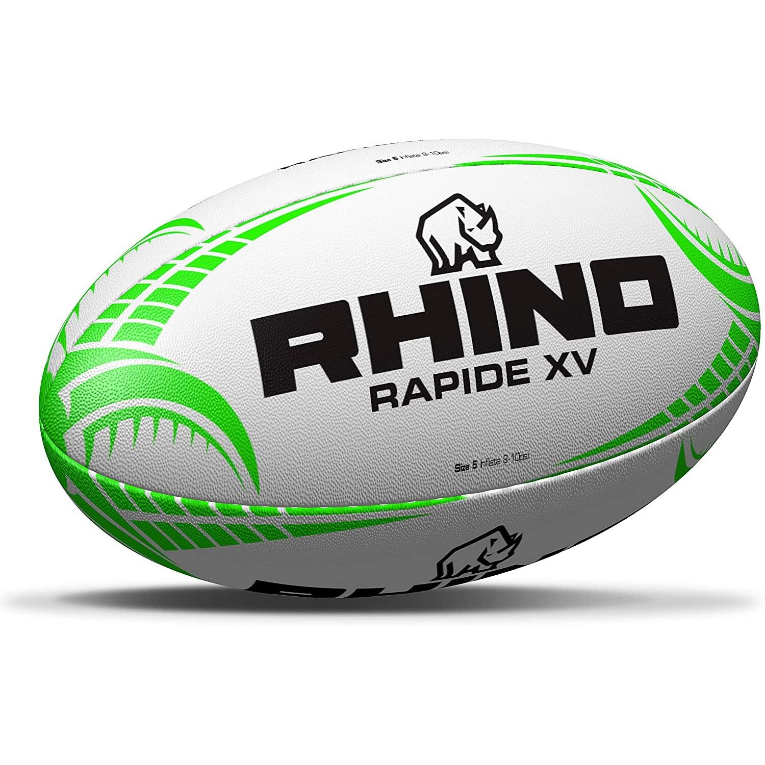 Rapide XV Rugby Ball (White/Green) 2/4