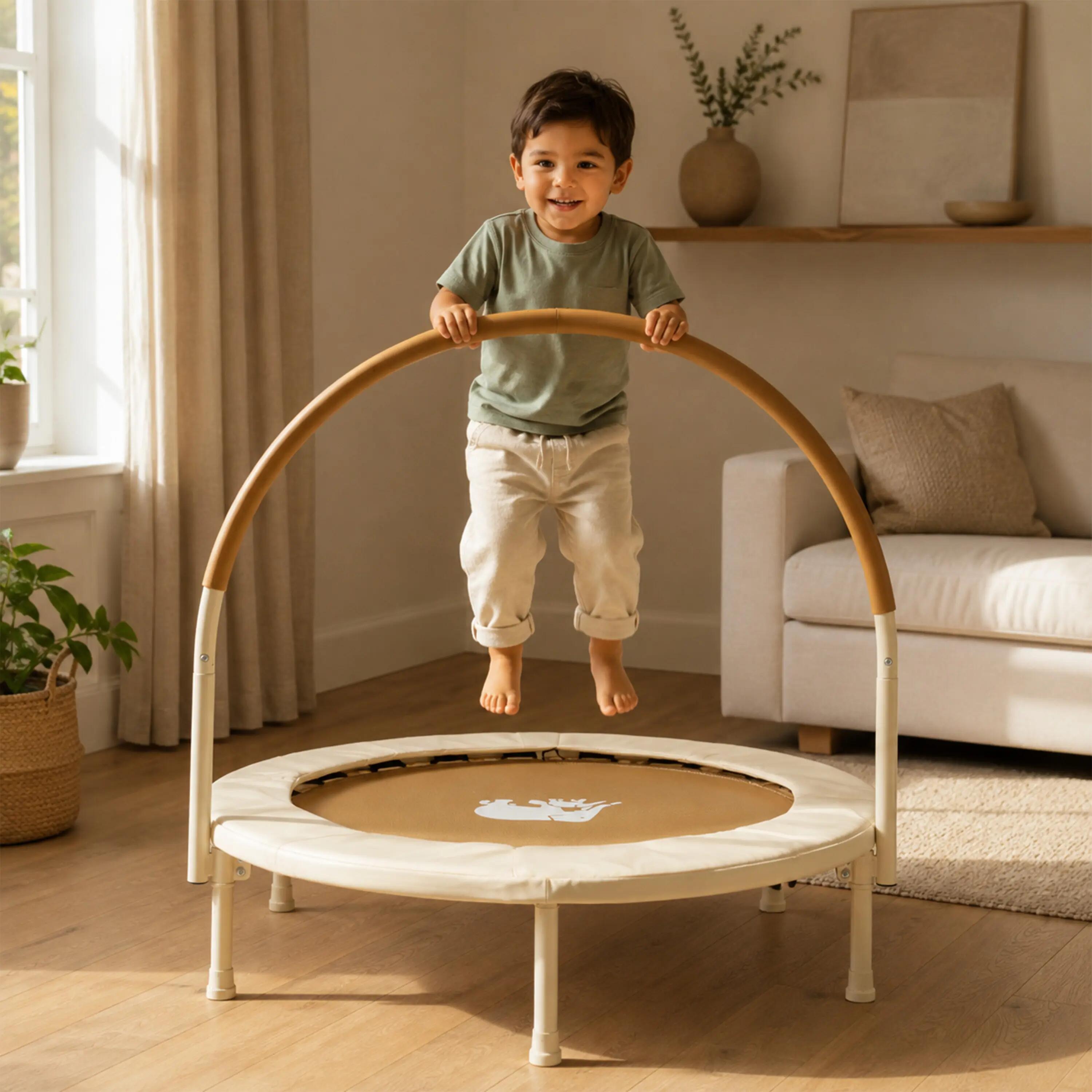 Kinder Trampoline 92cm - Met Veiligheidsbeugel - Bruin 2/5
