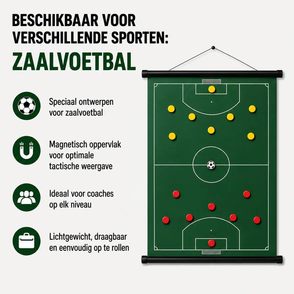 Sportec Oprolbaar magnetisch coachbord - 74 x 100 cm - Futsal 2/5