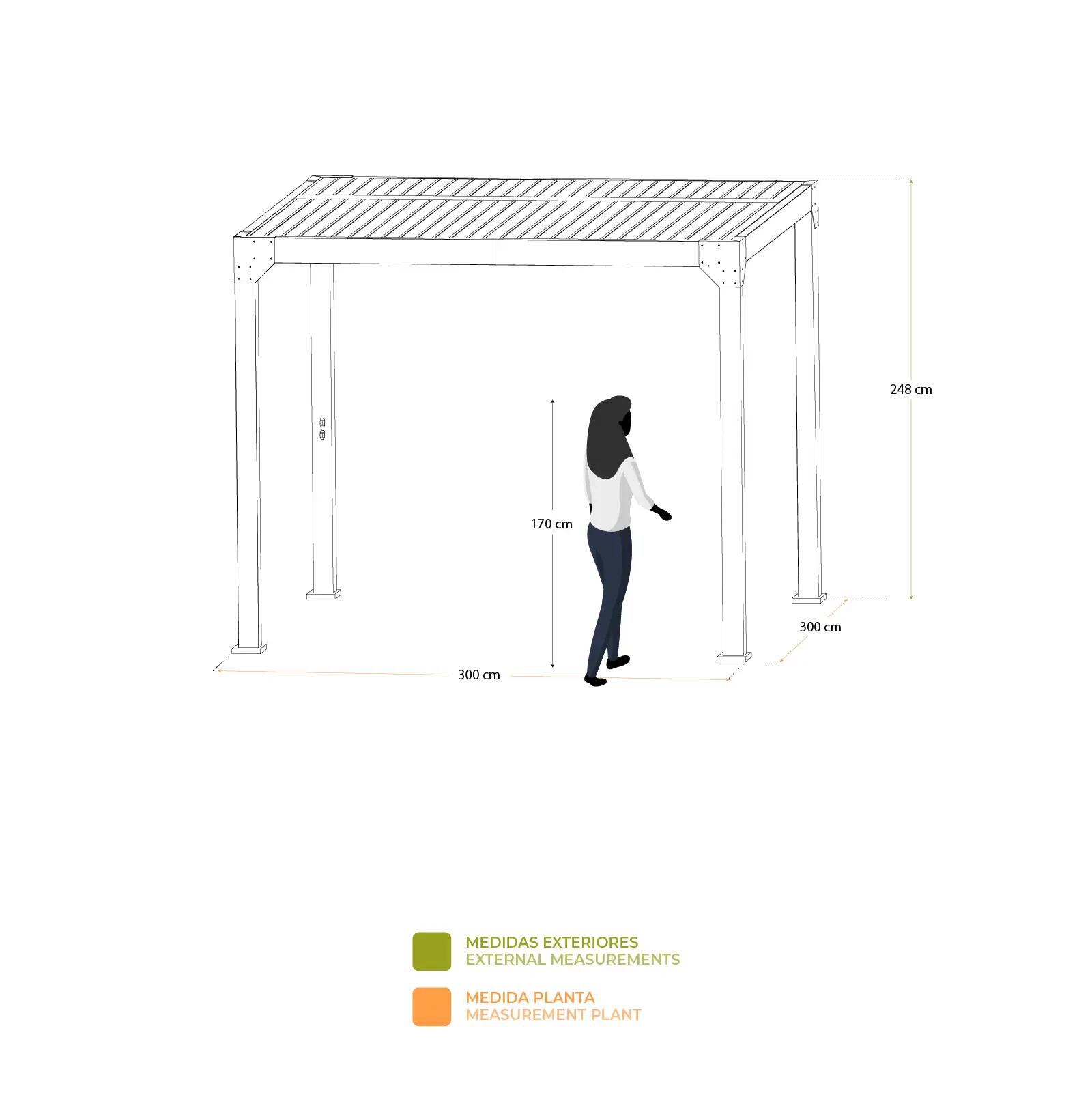 Pérgula Bioclimática Gardiun Somerset 300x300x248 cm - 9m² Alumínio Antracite 4/5