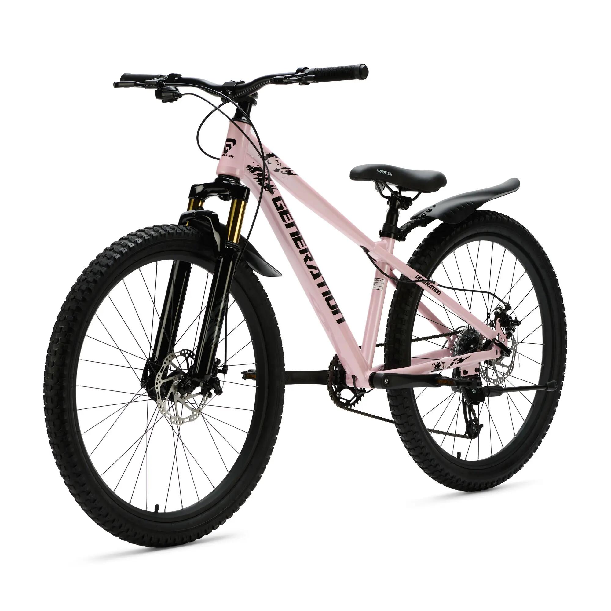 Generation X8 Bicicleta de Montanha 26 Polegadas - Rosa Claro com Guarda-lamas 3/4