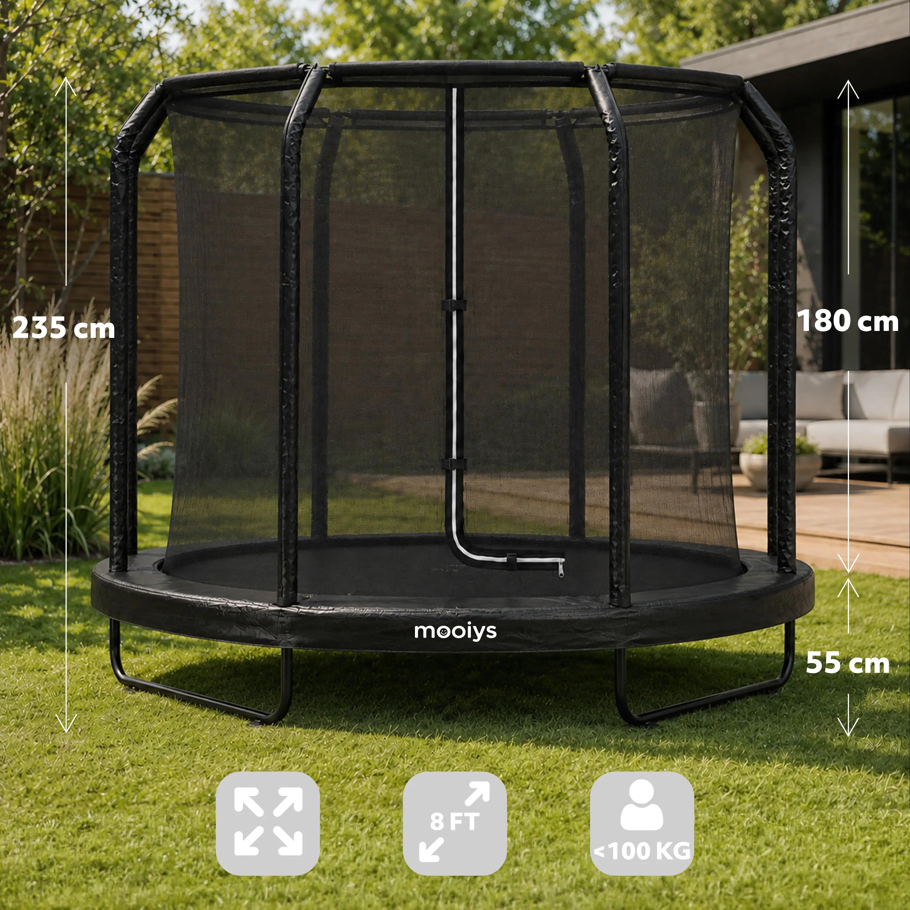 Mooiys Kinder Trampoline 244cm - Met Veiligheidsnet en Ladder - Zwart 2/5
