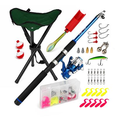 Fish-xpro firefly visset - telescopische hengel 2,10 m - molen en stoel