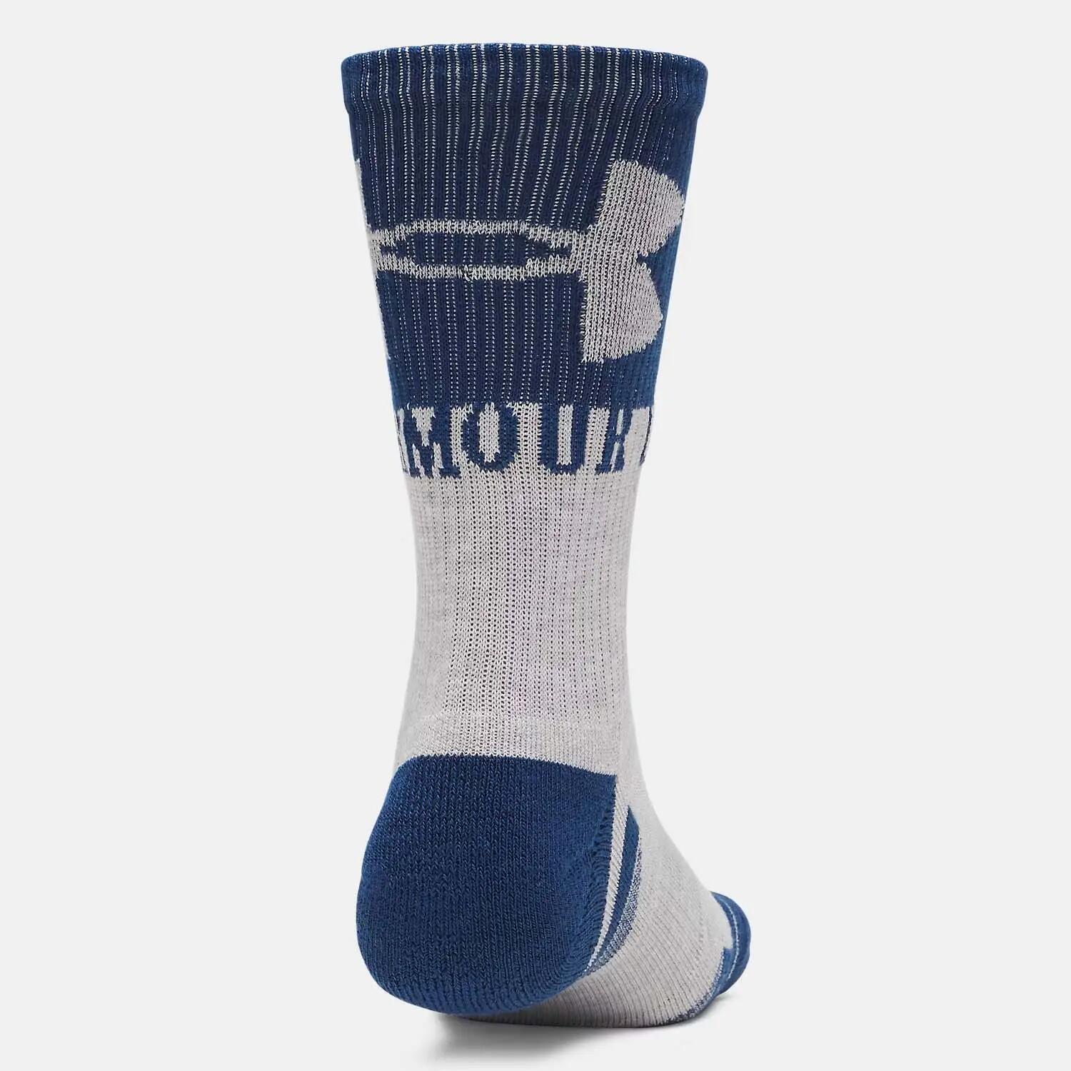 Meias UA Performance Tech unissexo, pack de 3 pares, cinzento, azul-marinho e br 3/3