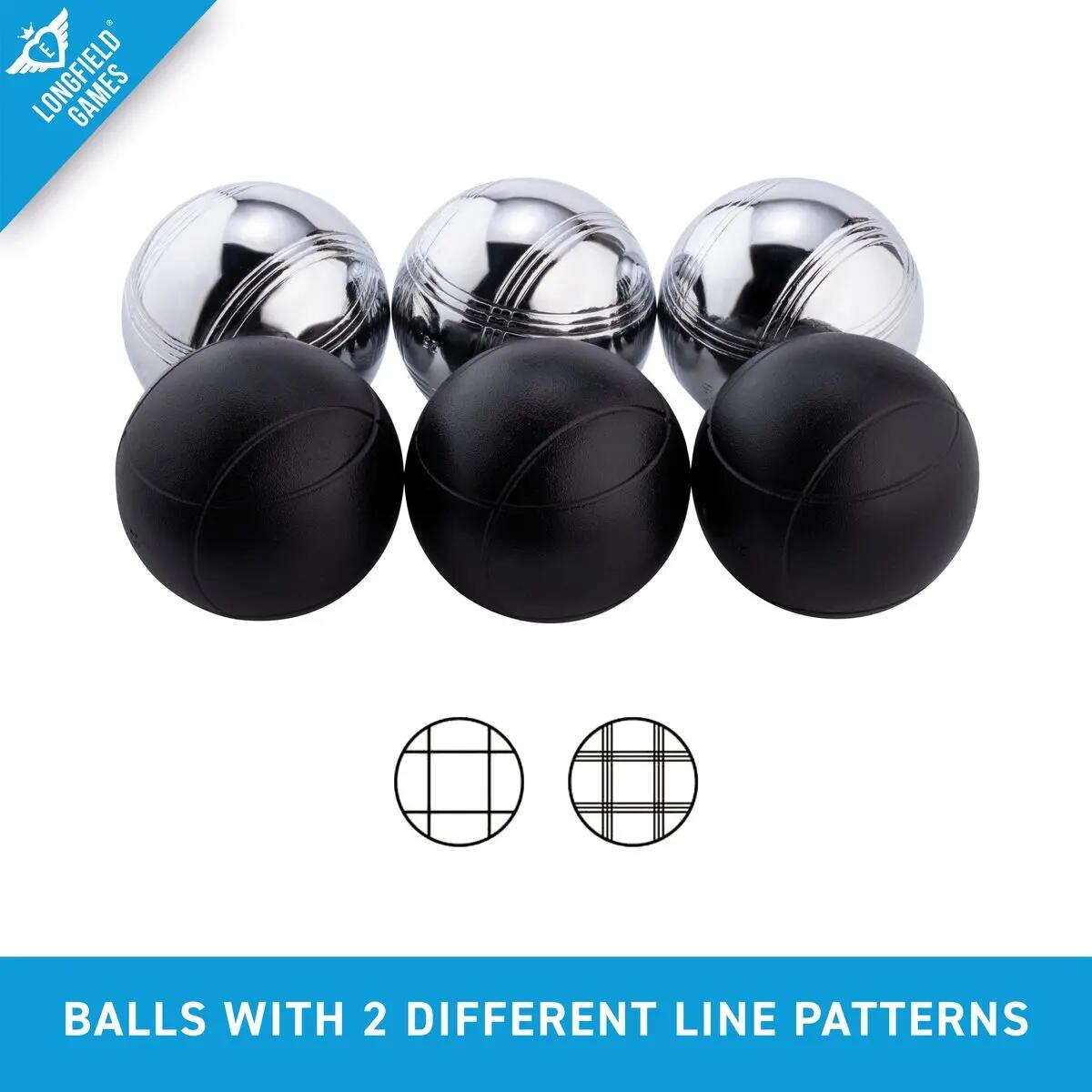 Sportec Set de pétanque en sac noir/argent - 6 boules 5/5