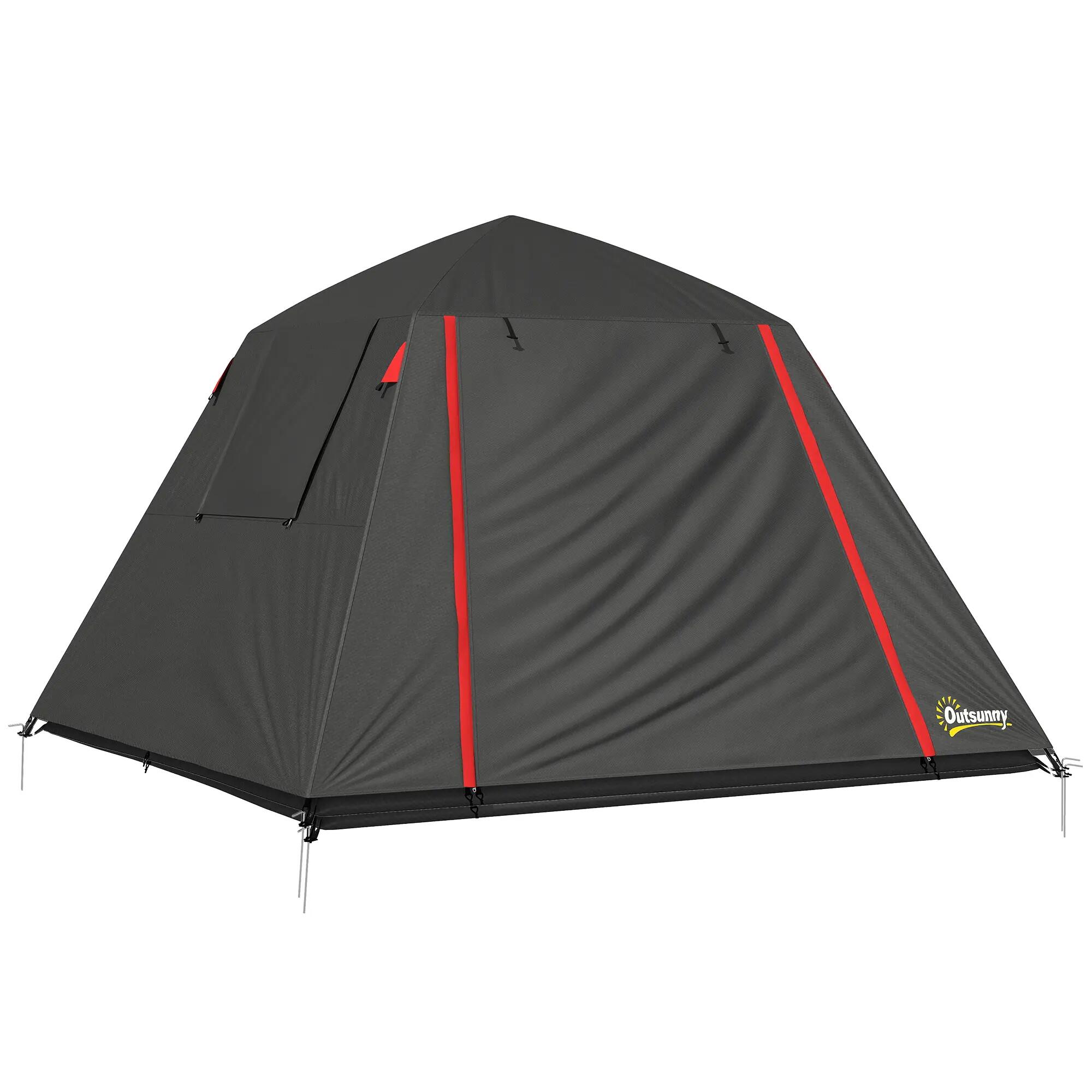 Tente dôme - Camping - 2 places - 3/4 saisons - Gris foncé/rouge 2/6