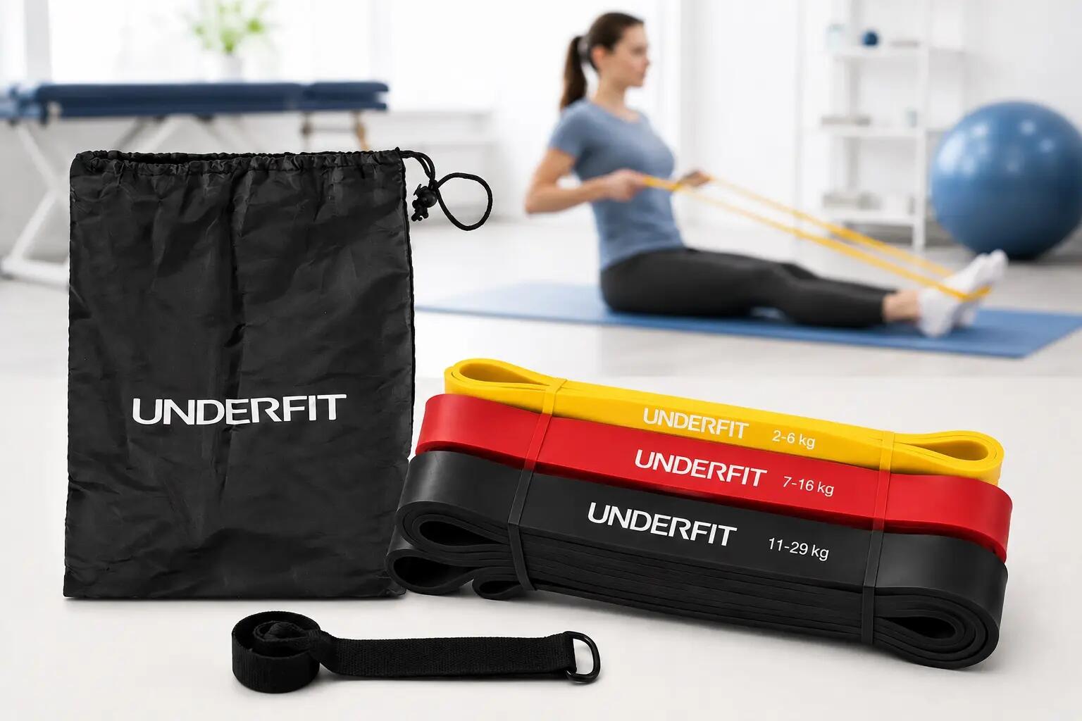 Gumy do podciągania zestaw 3 szt. z uchwytem do drzwi UNDERFIT Power Band 7/8