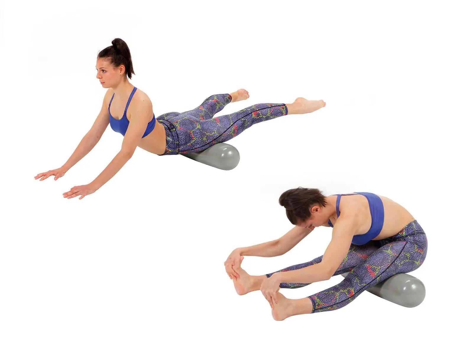 Gymnic Fit Roller Rullo Pilates gonfiabile grigio stretching e core 3/5