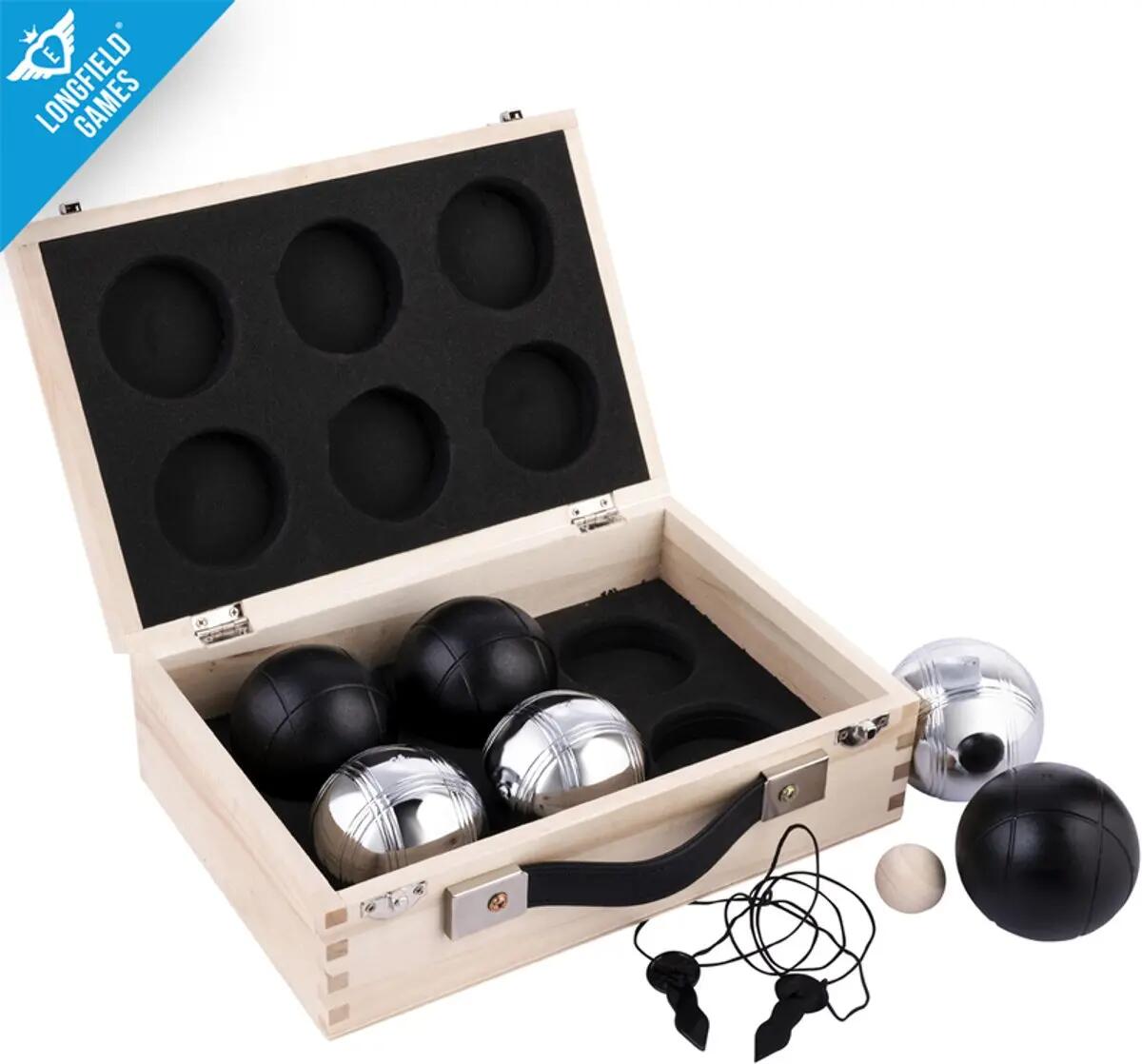 Sportec Set de pétanque en coffret noir/argent - 6 boules 4/5