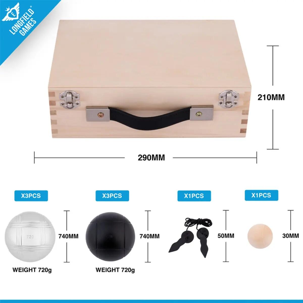 Sportec Set de pétanque en coffret noir/argent - 6 boules 2/5