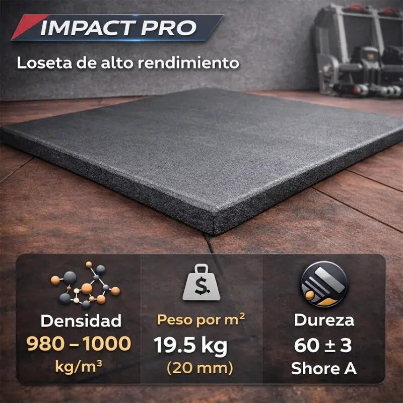 Placa de Borracha Impact Pro 1x1m x 20mm Preta 1 und 5/8