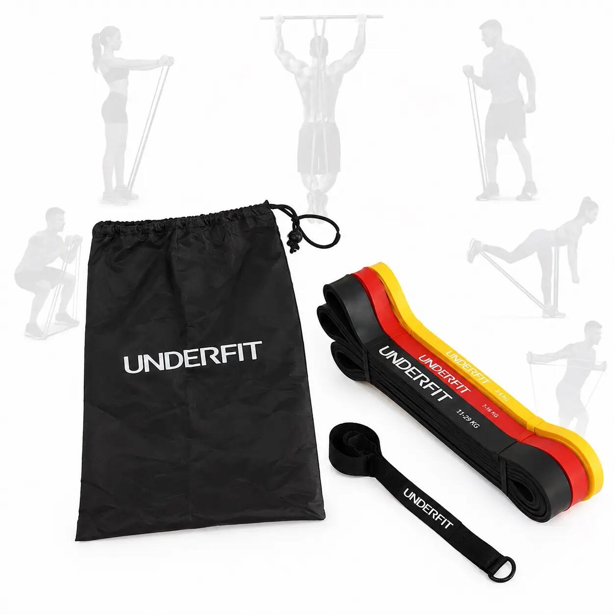 Gumy do podciągania zestaw 3 szt. z uchwytem do drzwi UNDERFIT Power Band 2/8