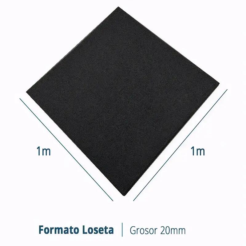 Placa de Borracha Impact Pro 1x1m x 20mm Preta 1 und 3/8