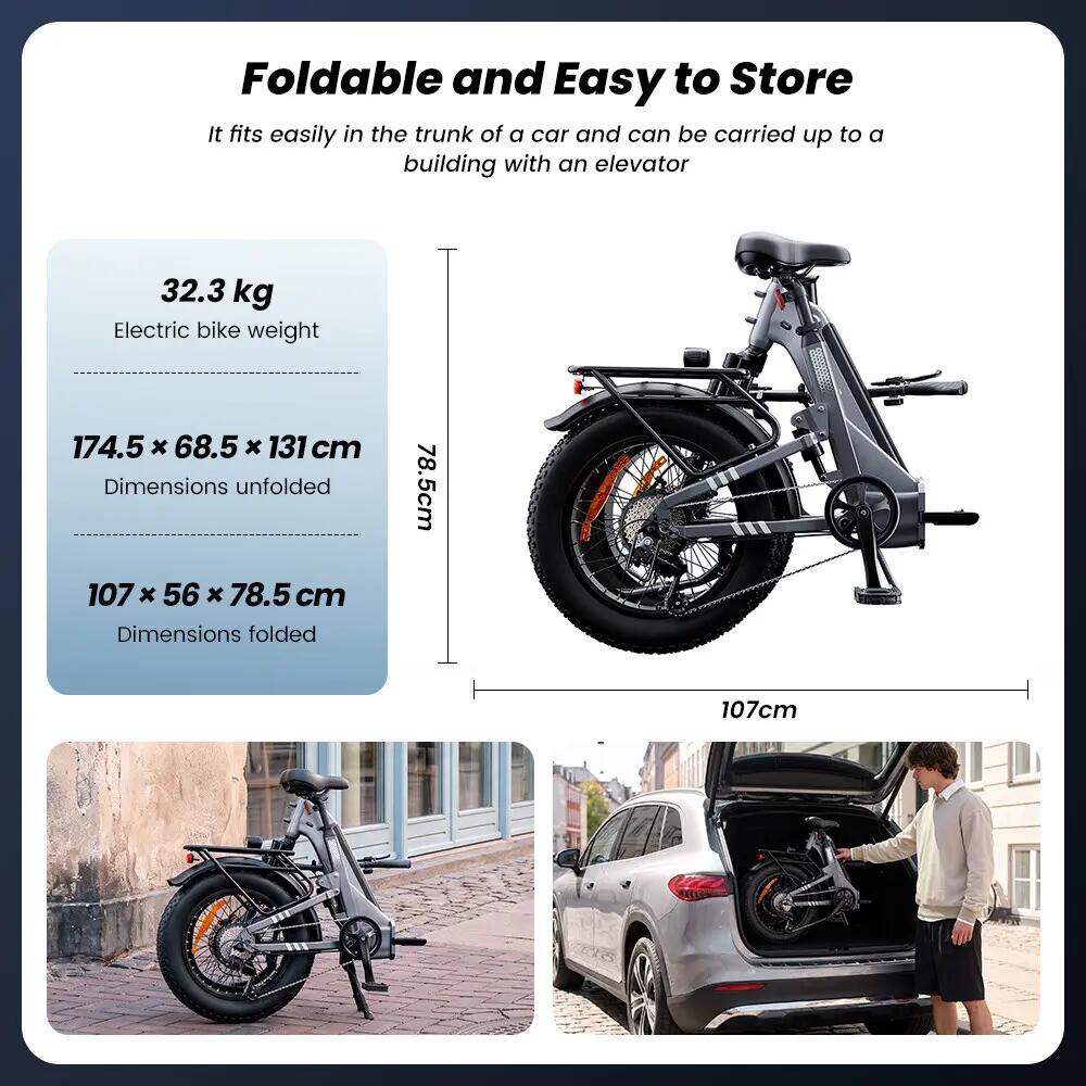 Opvouwbare elektrische stadsfiets iScooter EB8 250W 720Wh 20-inch 7/11